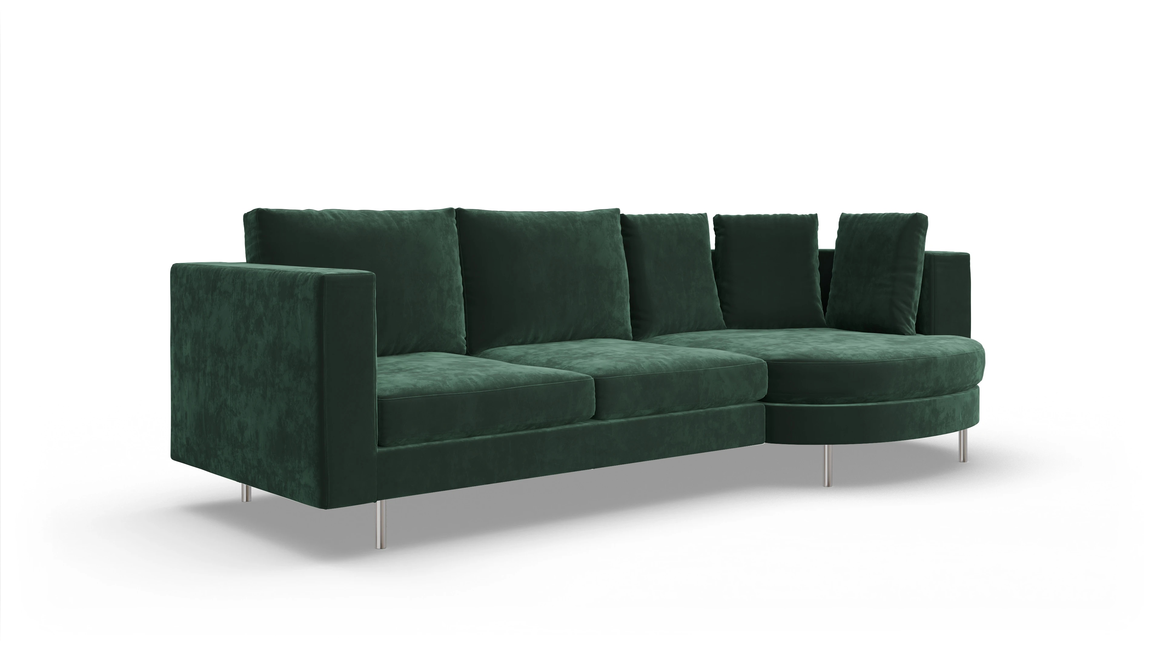 Ansicht des Produktes Silea Sofa mit Rec rechts in Samt grün