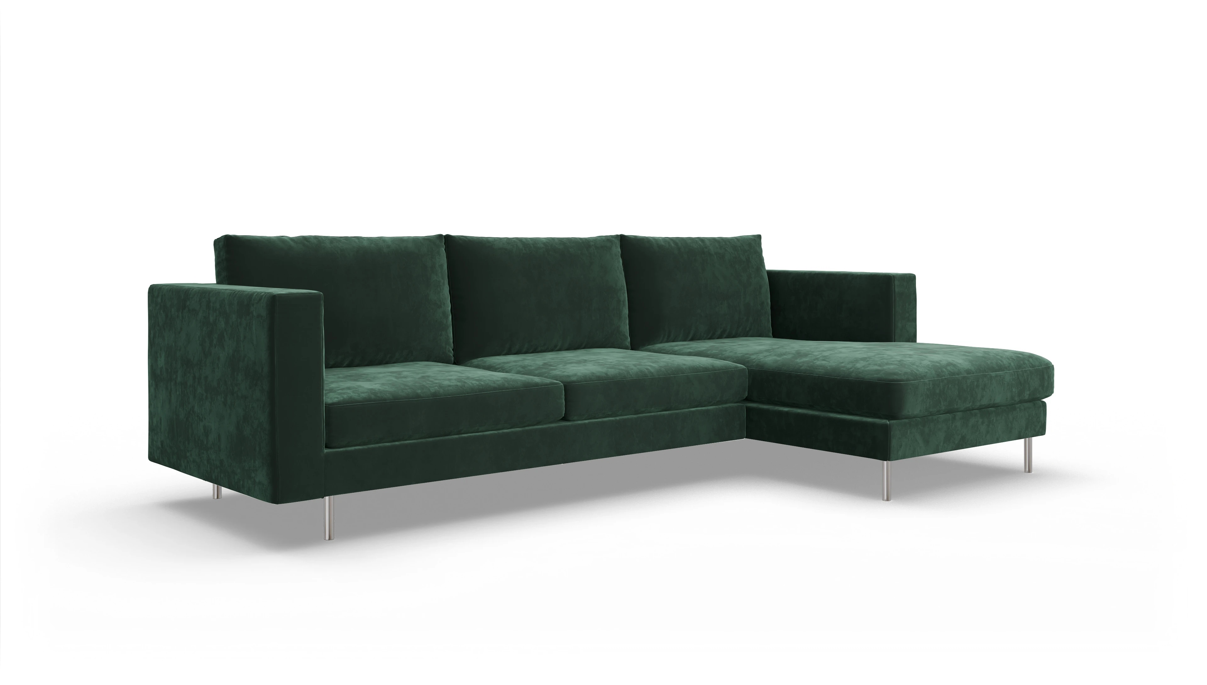Ansicht des Produktes Silea Sofa mit Rec rechts in Samt grün