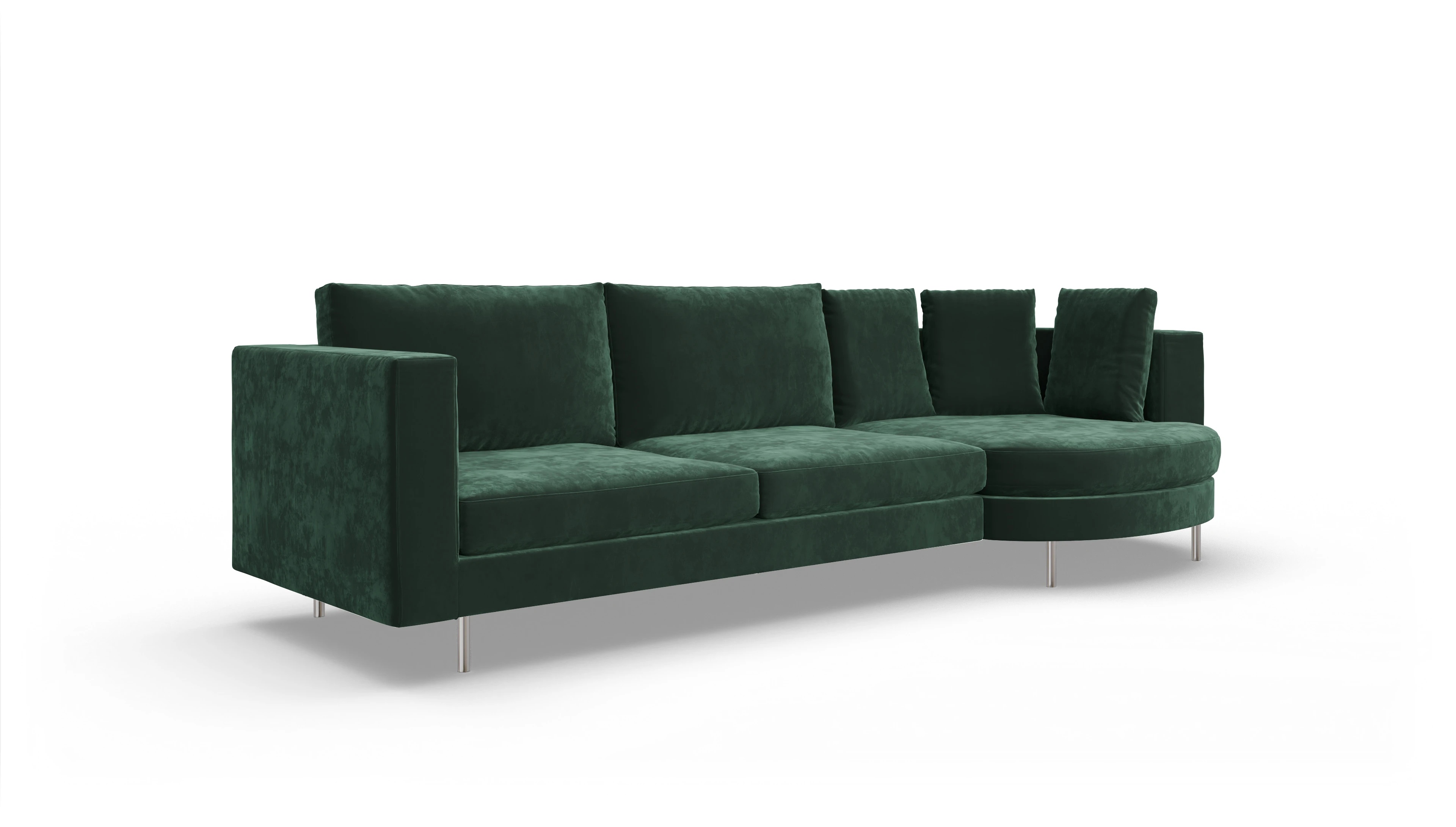 Design-Sofa Silea Ansicht des Produktes Silea Sofa mit Rec rechts in Samt grün