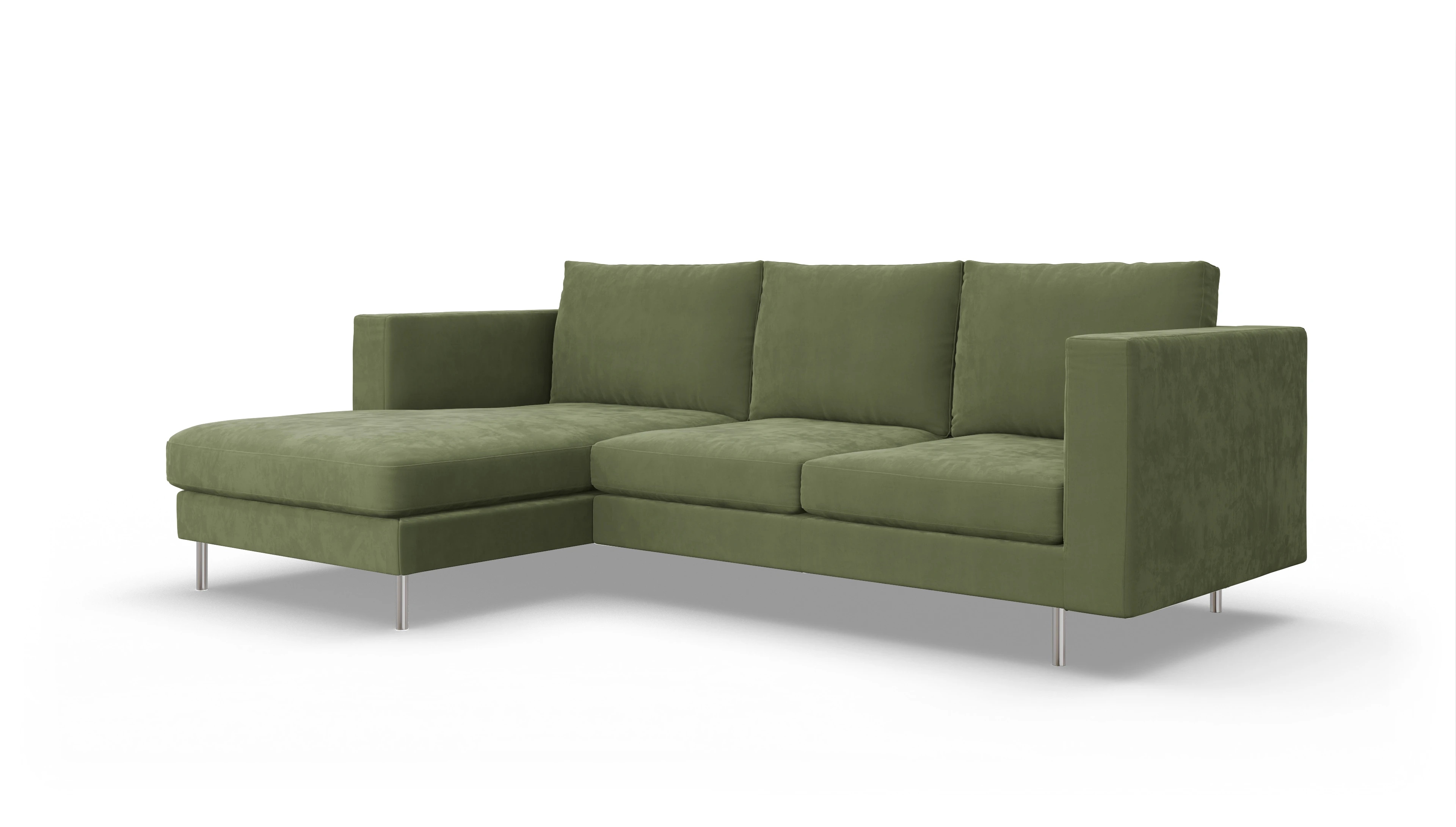 Ansicht des Produktes Silea Sofa mit Rec links in Samt grün