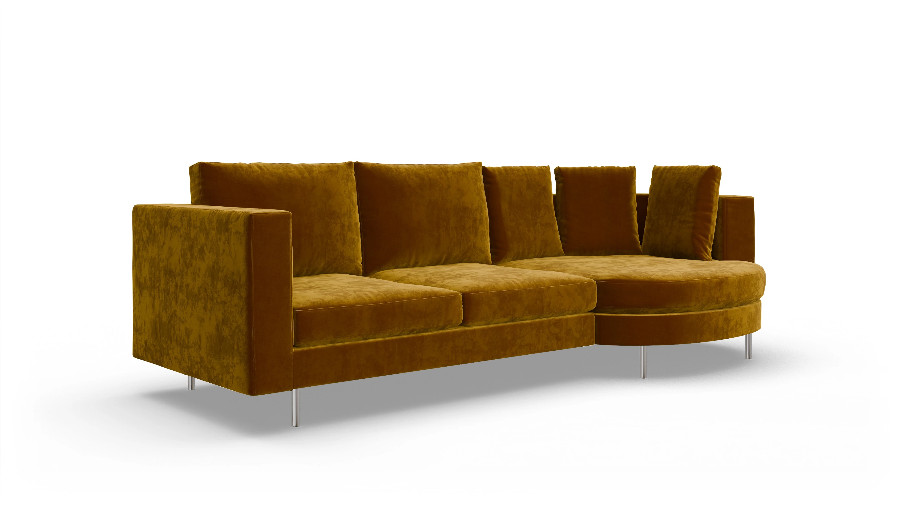 Ansicht des Produktes Silea Sofa mit Rec rechts in Samt gelb