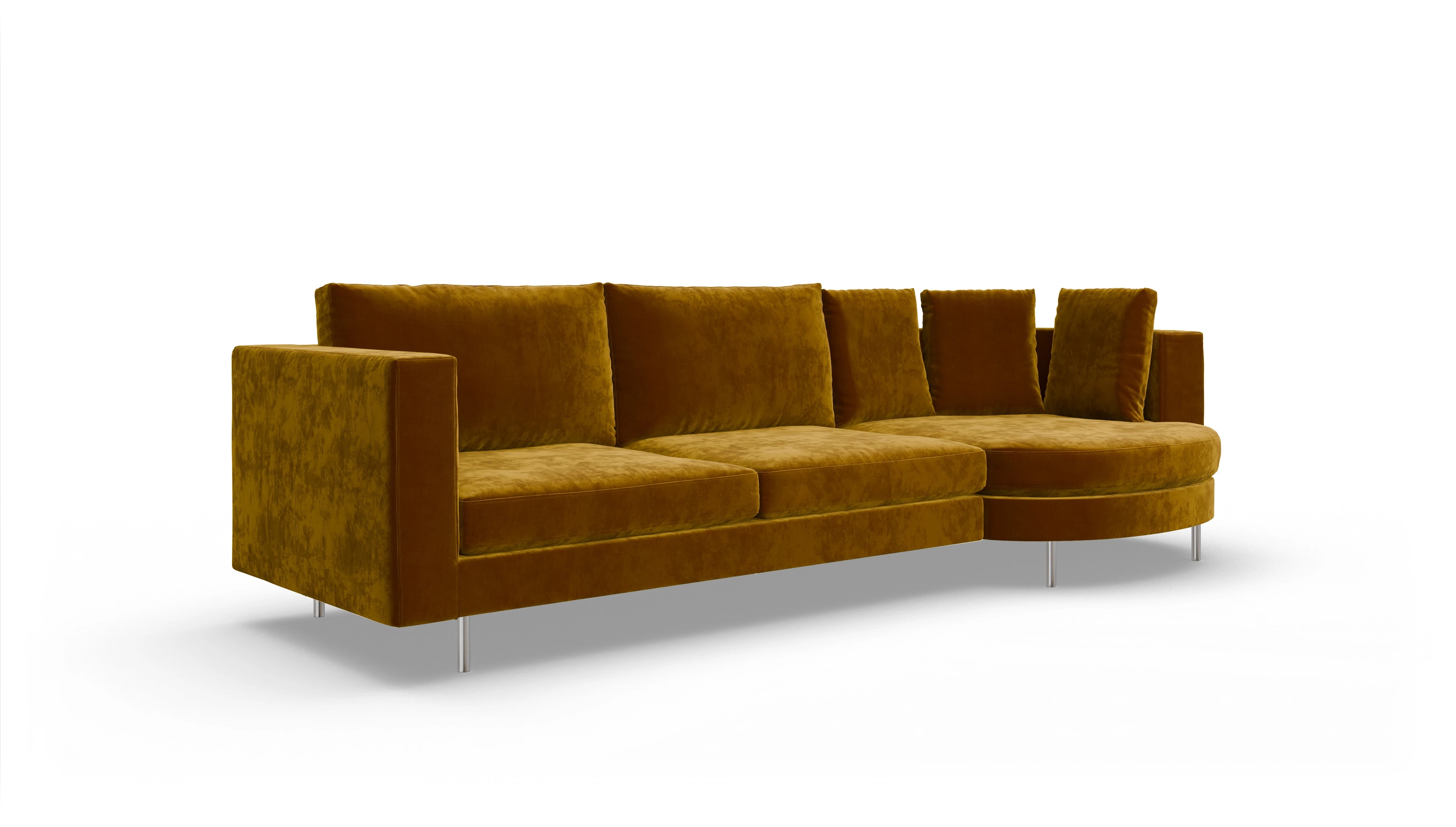 Ansicht des Produktes Silea Sofa mit Rec rechts in Samt gelb