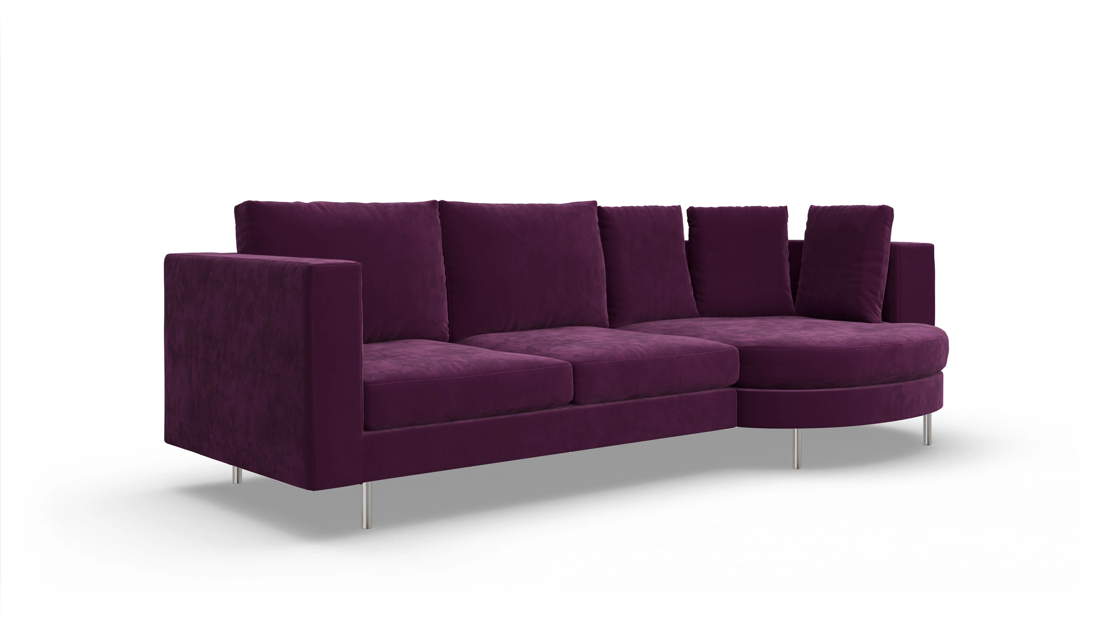 Ansicht des Produktes Silea Sofa mit Rec rechts in Samt rot