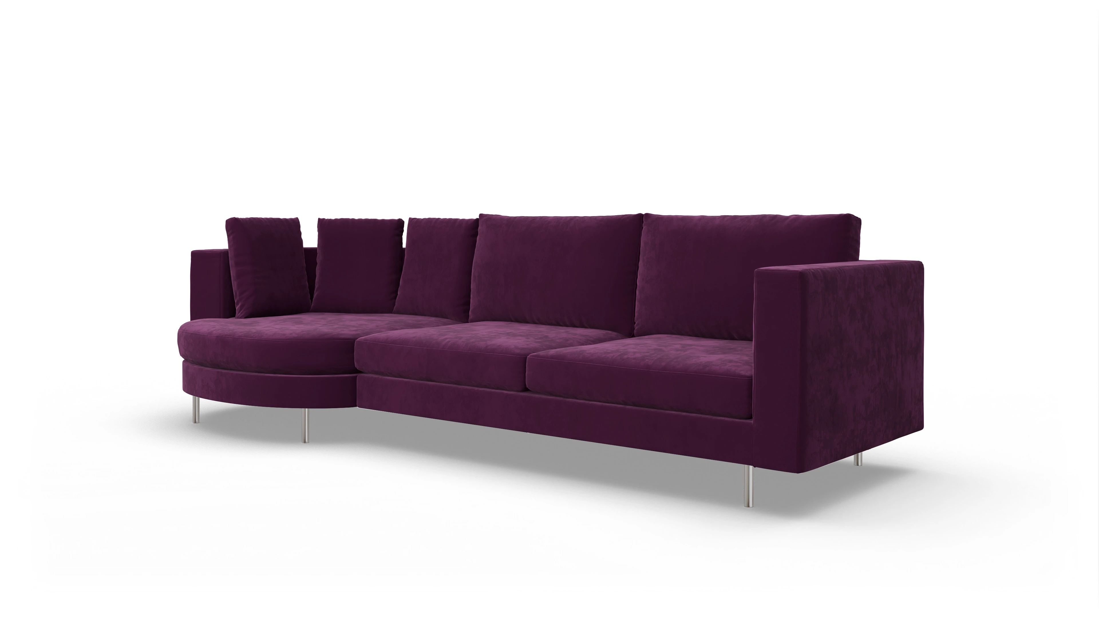 Ansicht des Produktes Silea Sofa mit Rec rechts in Samt rot