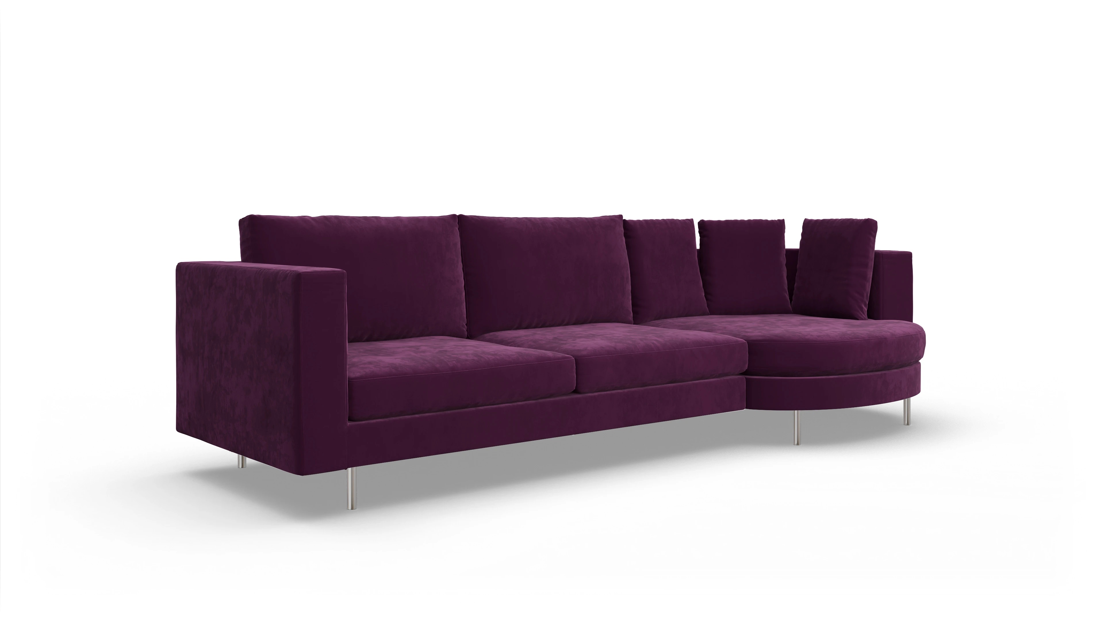 Design-Sofa Silea Ansicht des Produktes Silea Sofa mit Rec rechts in Samt rot