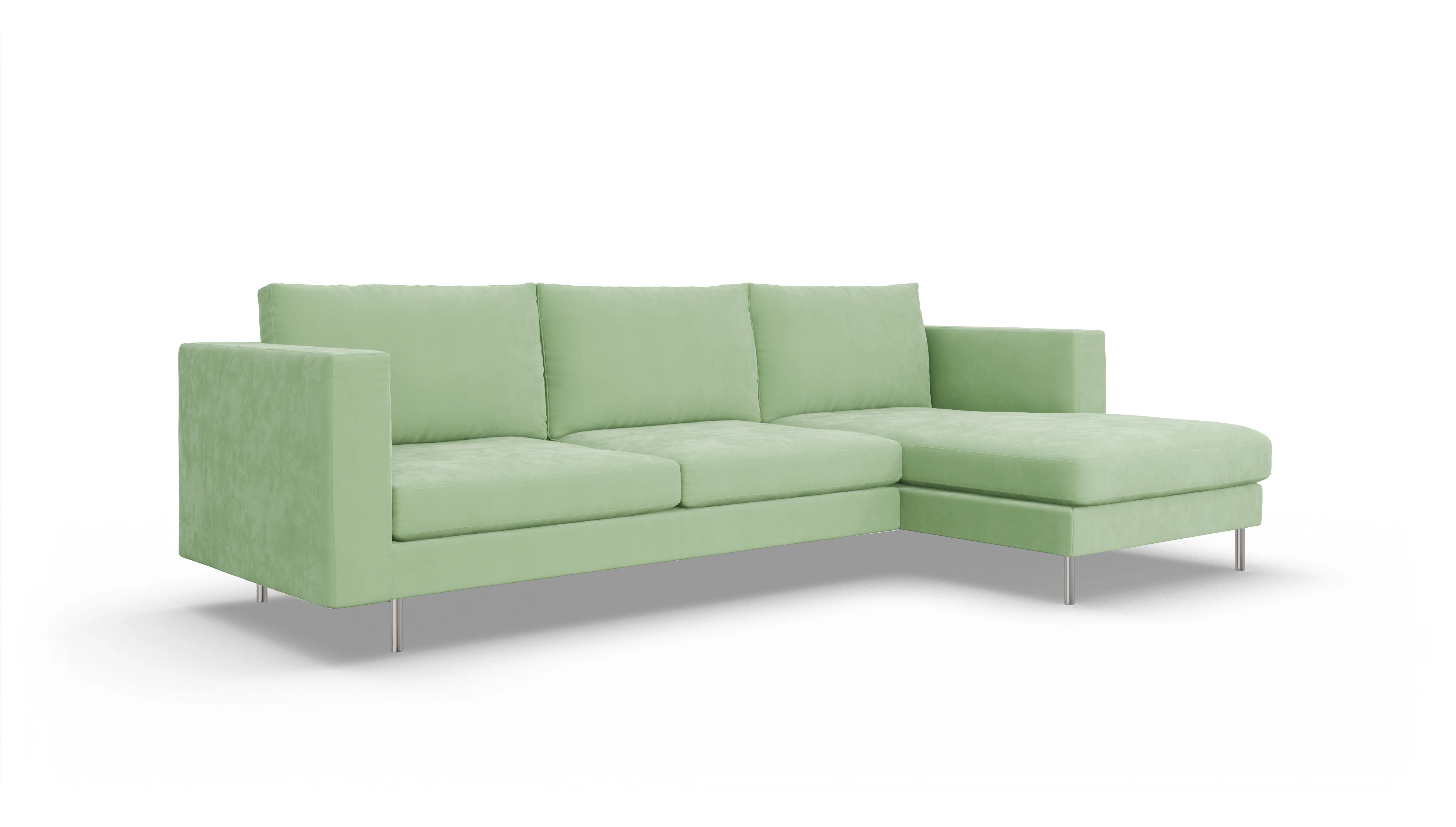 Ansicht des Produktes Silea Sofa mit Rec rechts in Samt grün