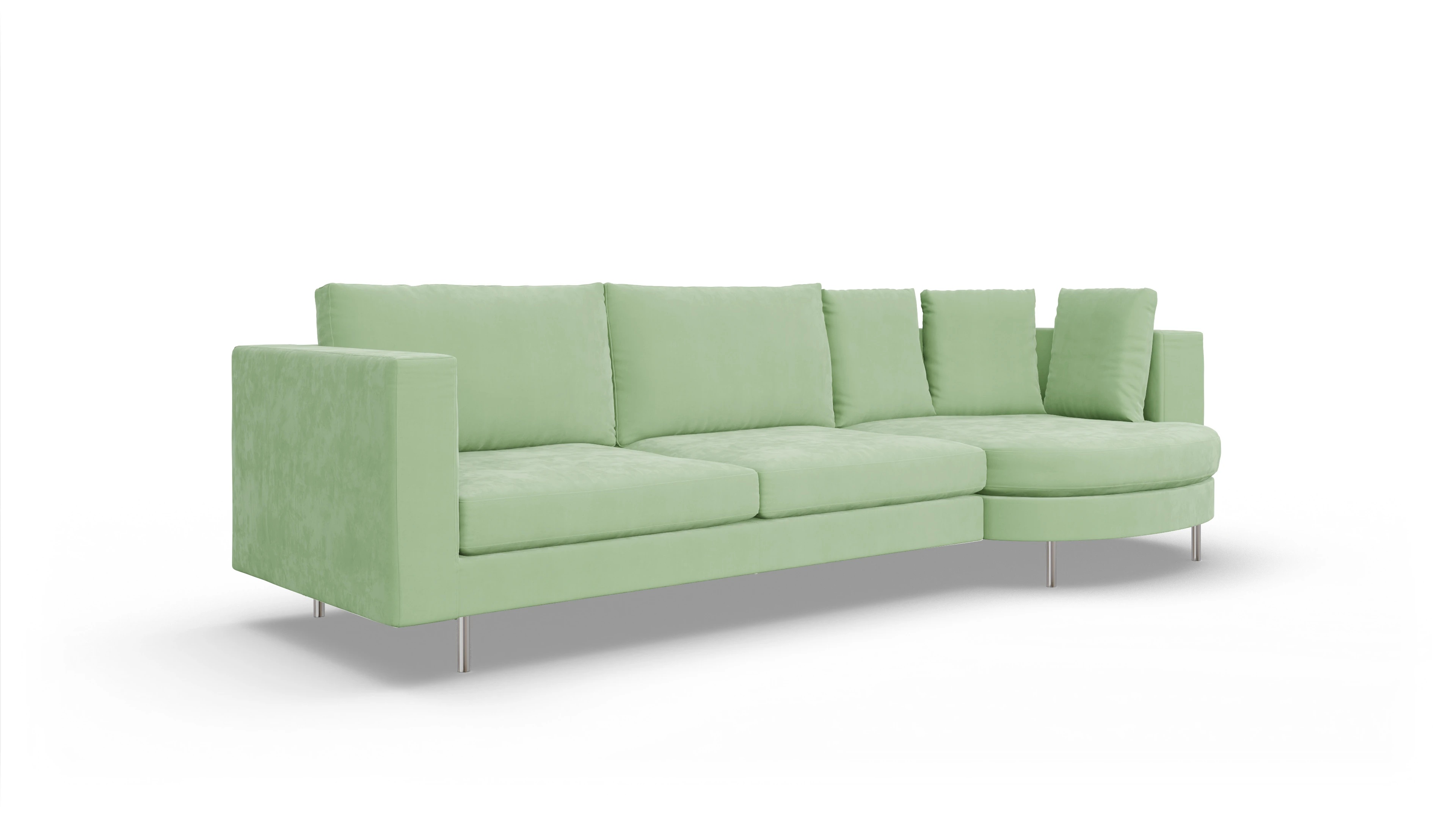 Design-Sofa Silea Ansicht des Produktes Silea Sofa mit Rec rechts in Samt grün