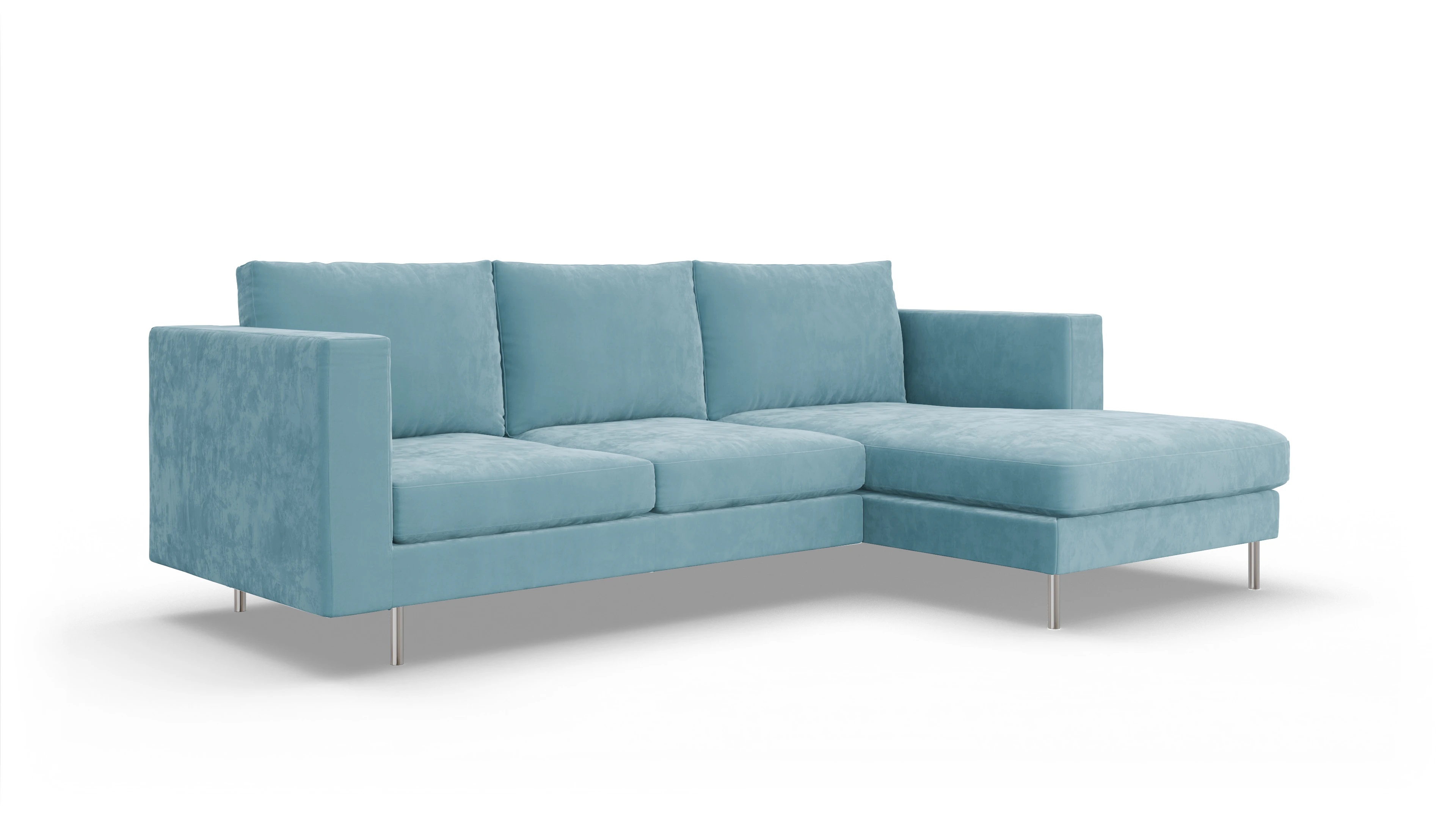 Design-Sofa Silea Ansicht des Produktes Silea Sofa mit Rec rechts in Samt blau