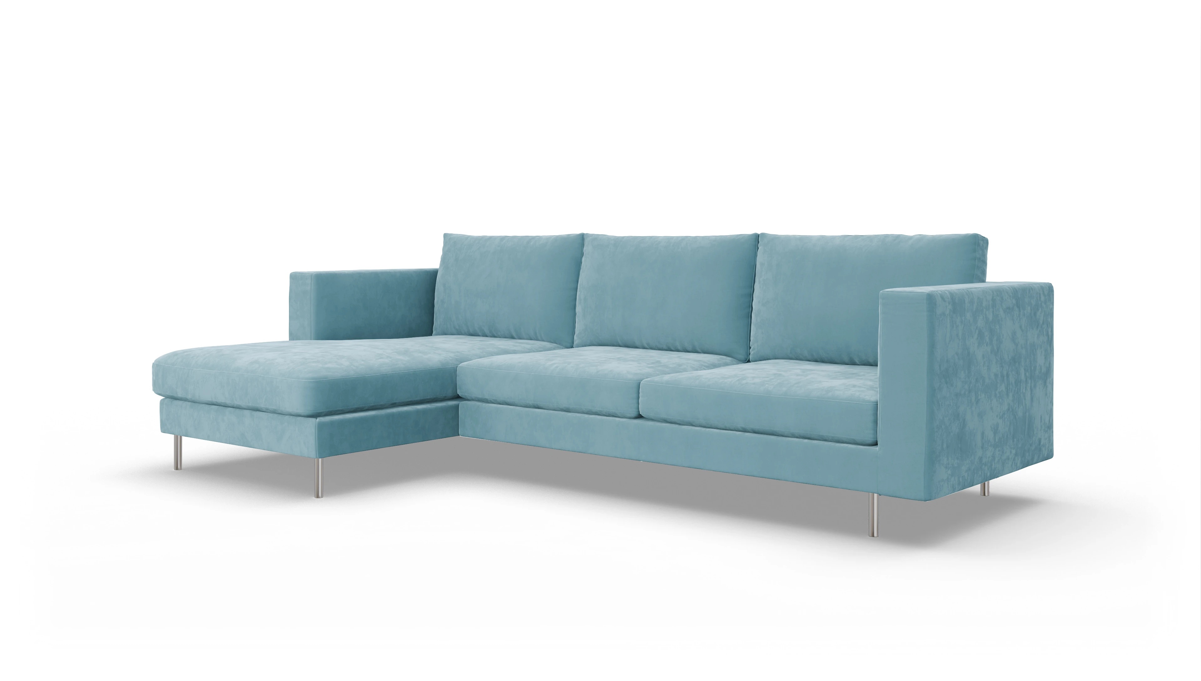 Ansicht des Produktes Silea Sofa mit Rec links in Samt blau
