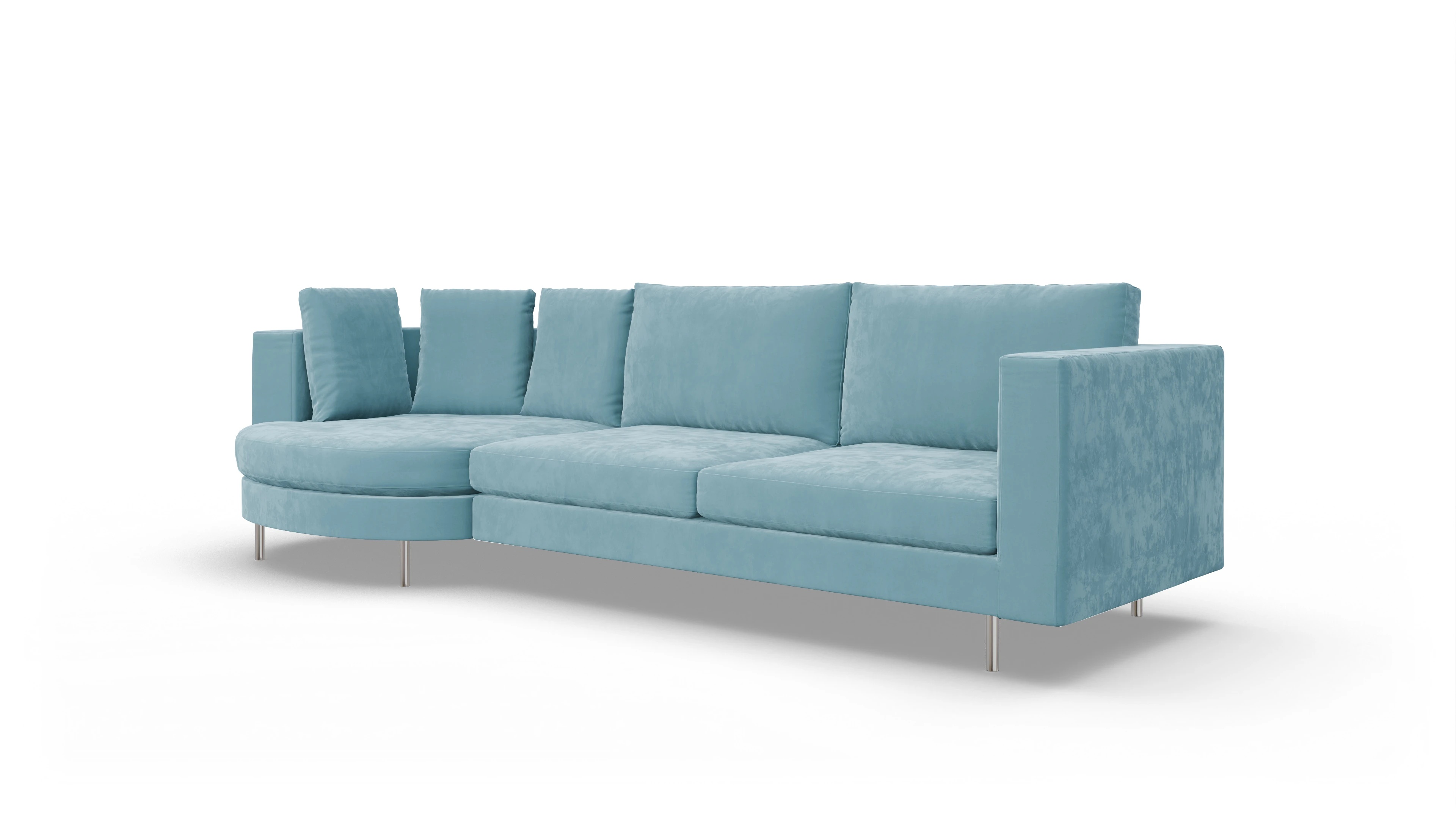 Design-Sofa Silea Ansicht des Produktes Silea Sofa mit Rec rechts in Samt blau
