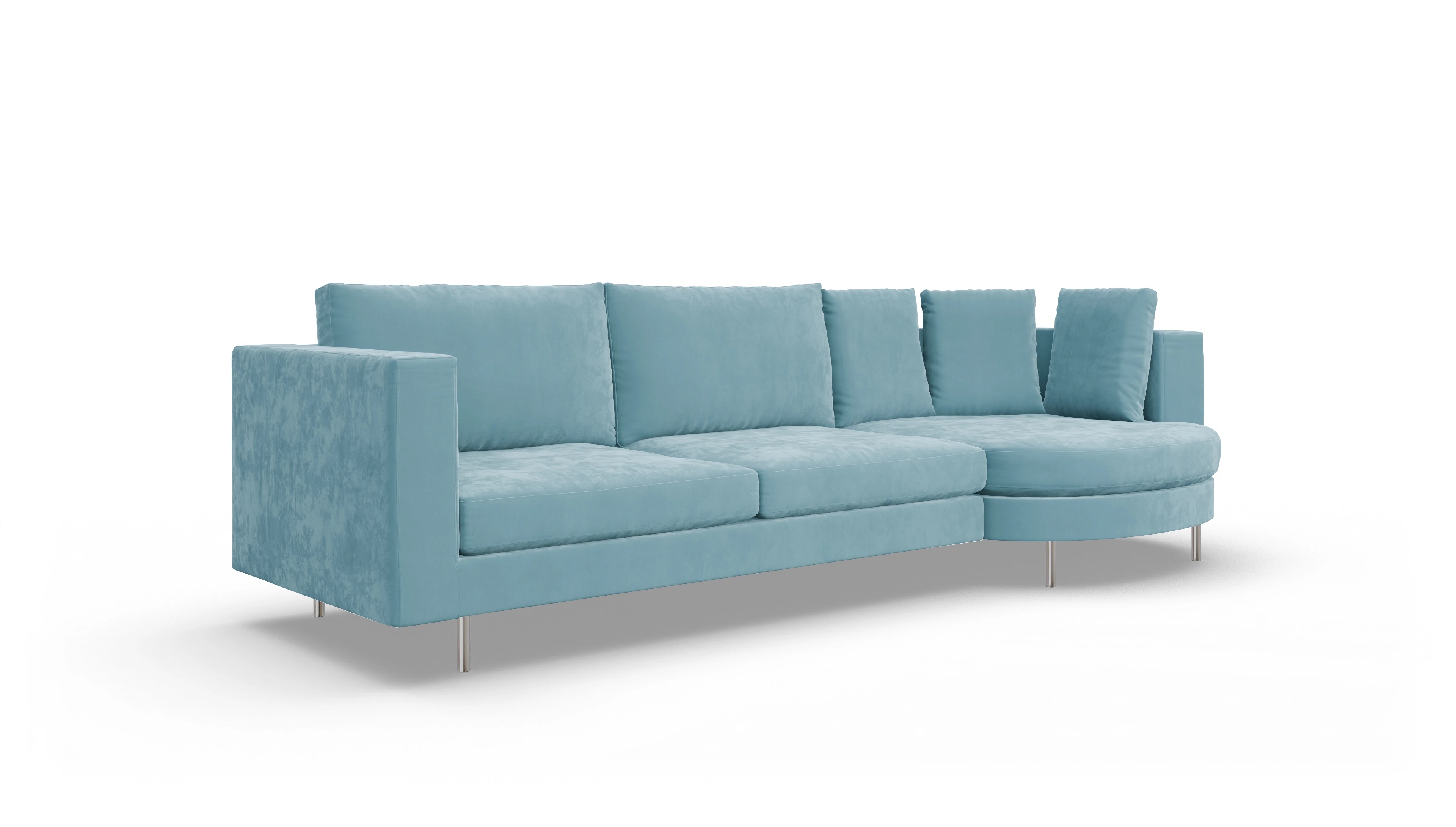 Ansicht des Produktes Silea Sofa mit Rec rechts in Samt blau