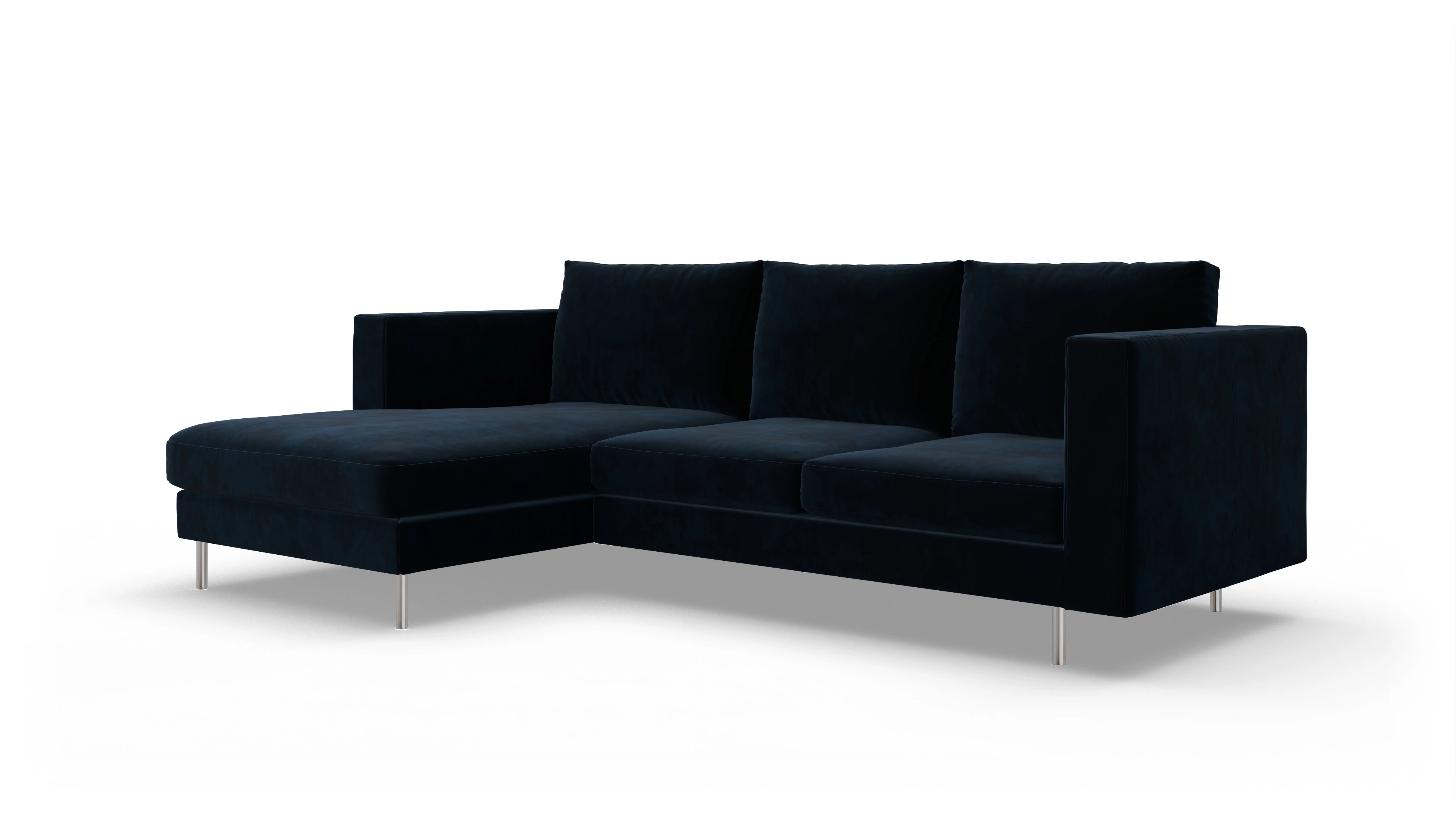 Ansicht des Produktes Silea Sofa mit Rec links in Samt blau
