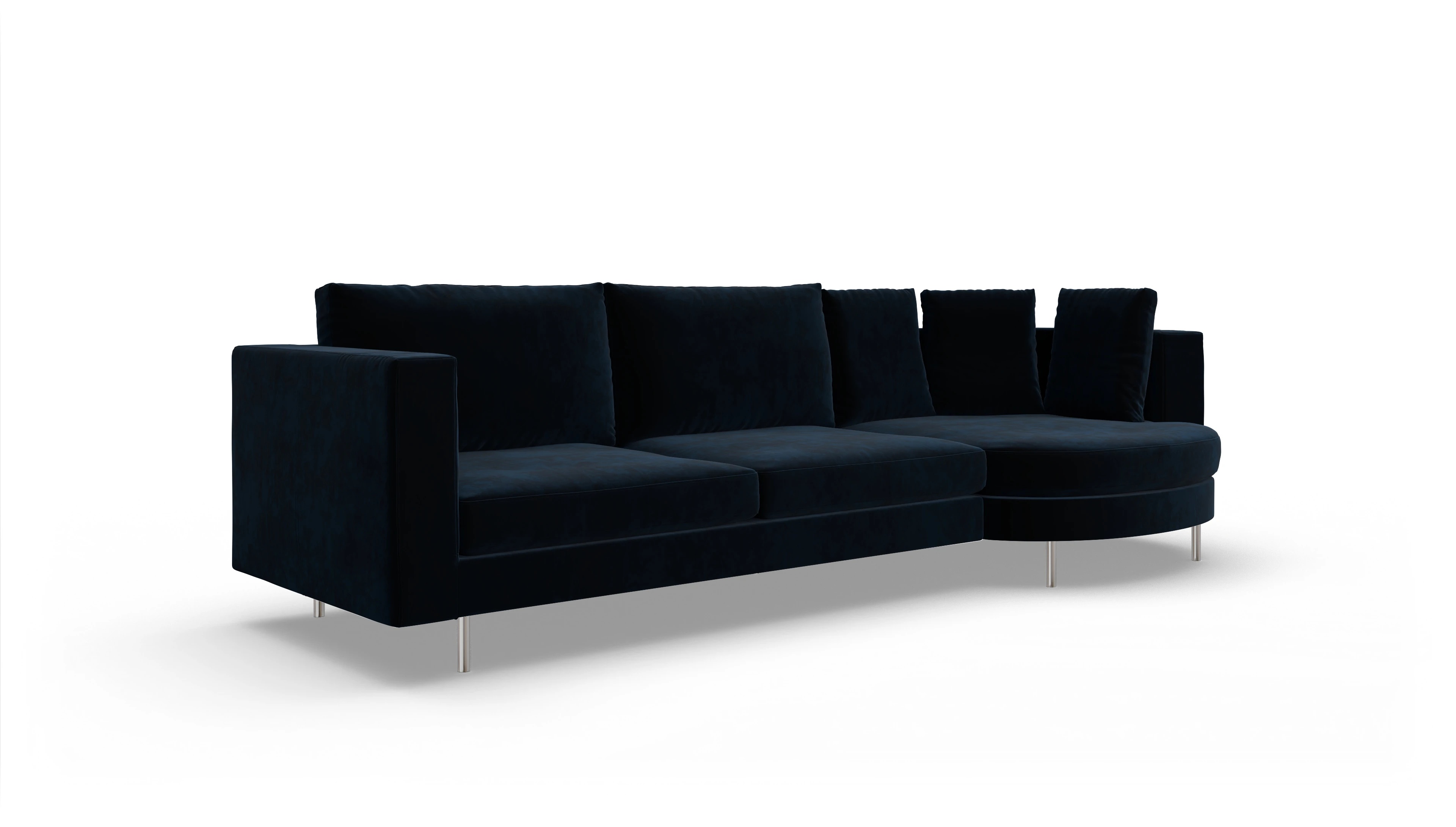 Ansicht des Produktes Silea Sofa mit Rec rechts in Samt blau