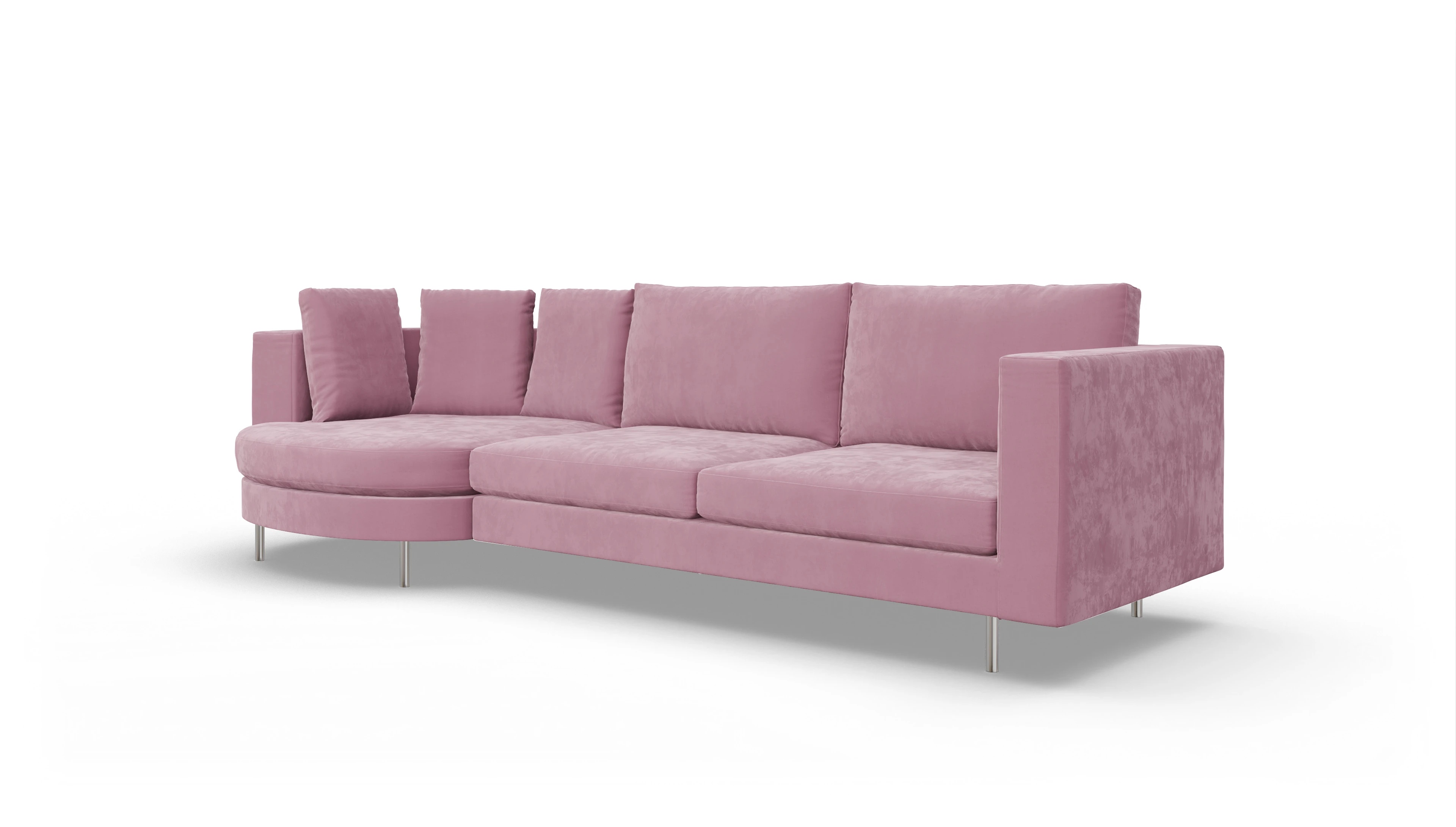 Ansicht des Produktes Silea Sofa mit Rec rechts in Samt rot