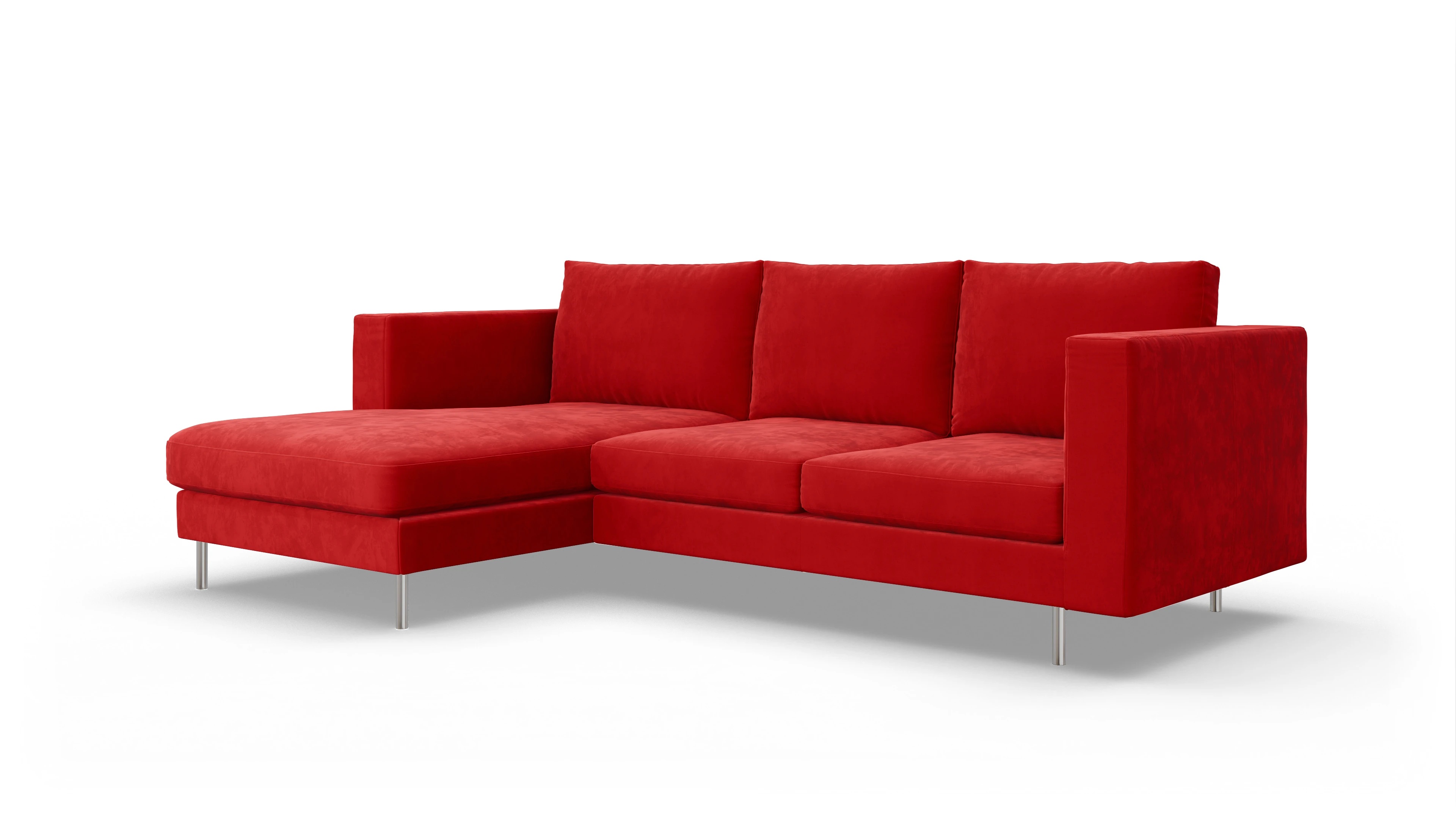 Ansicht des Produktes Silea Sofa mit Rec links in Samt rot