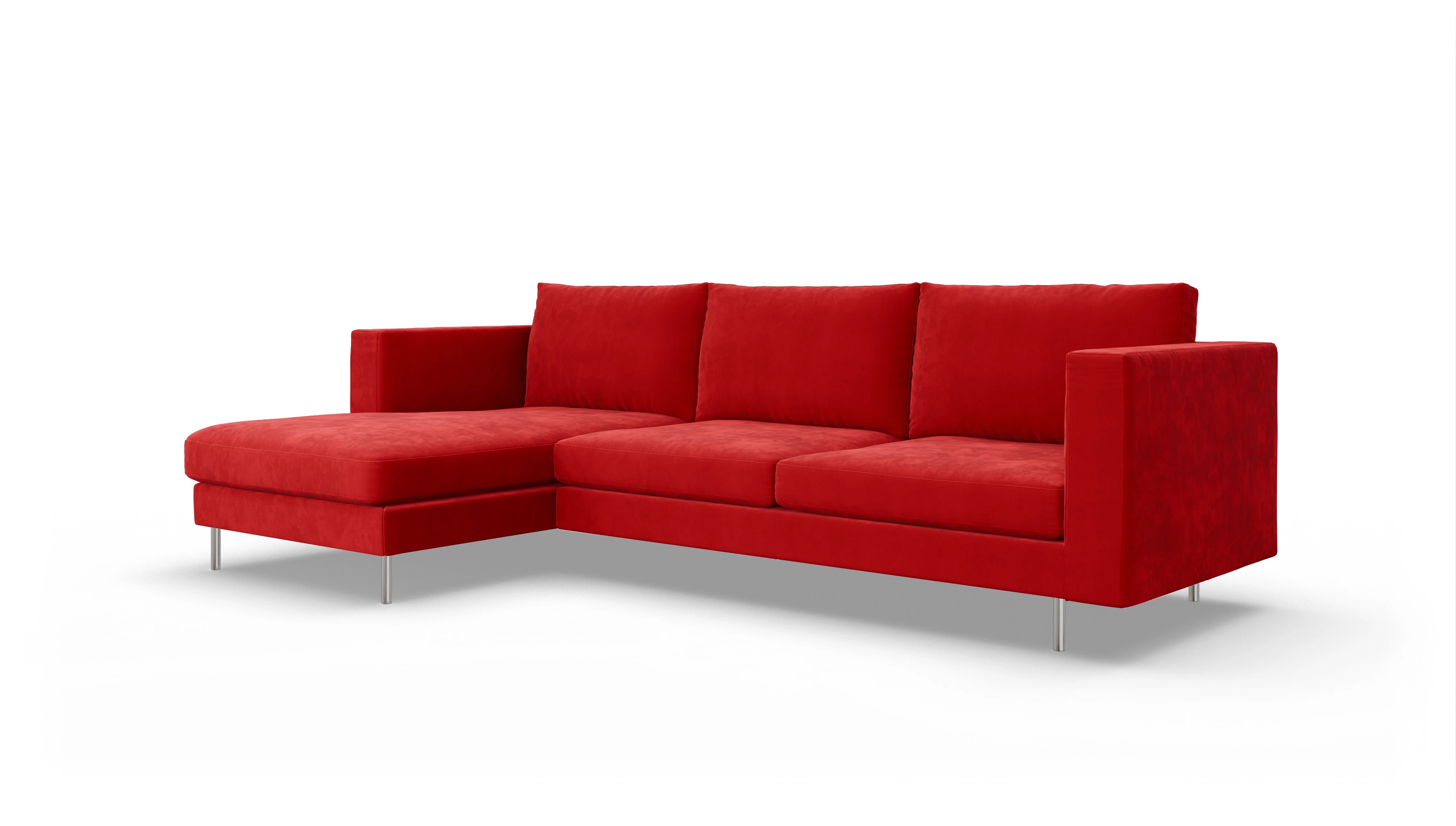 Ansicht des Produktes Silea Sofa mit Rec links in Samt rot