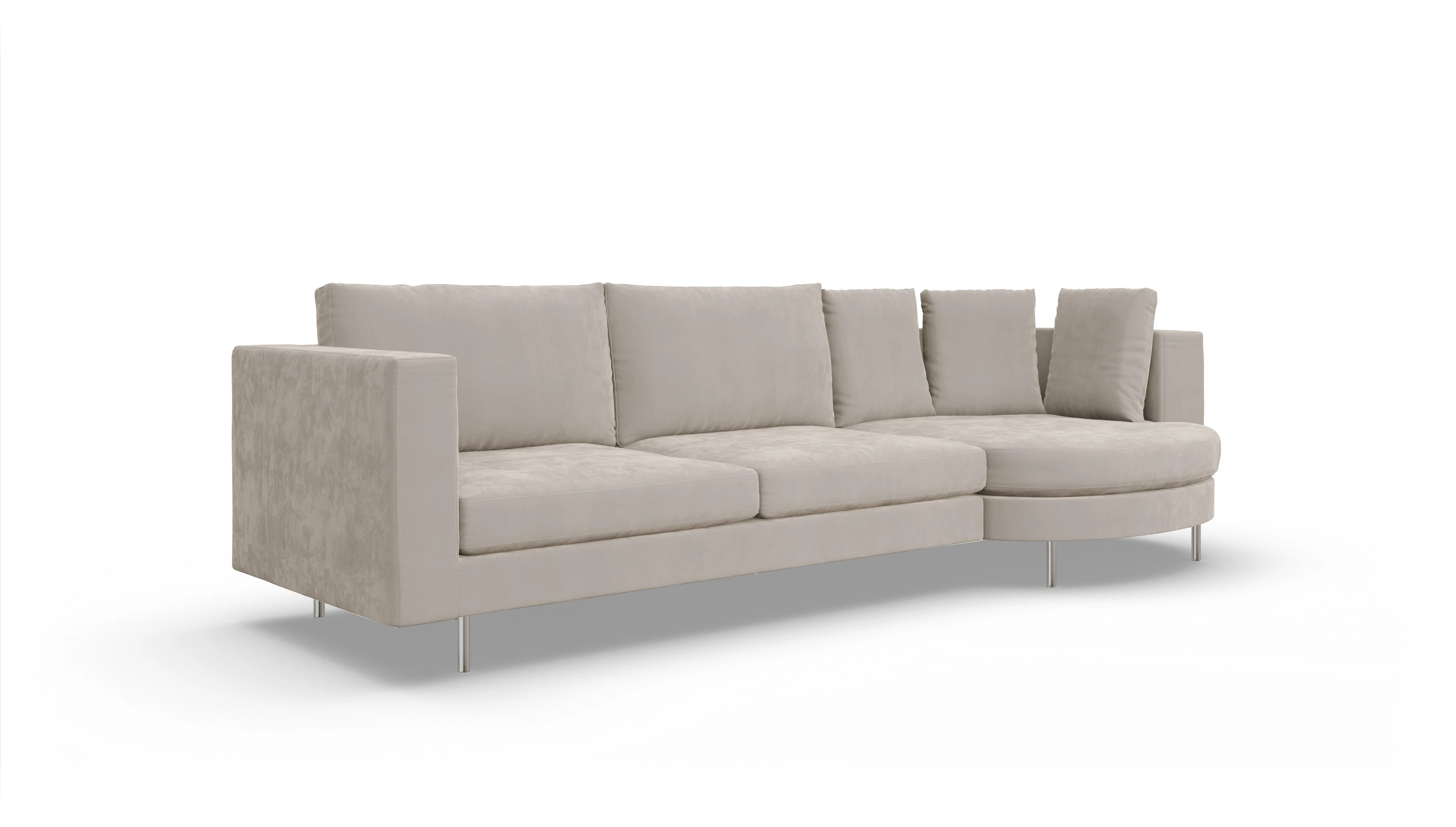 Design-Sofa Silea Ansicht des Produktes Silea Sofa mit Rec rechts in Samt grau