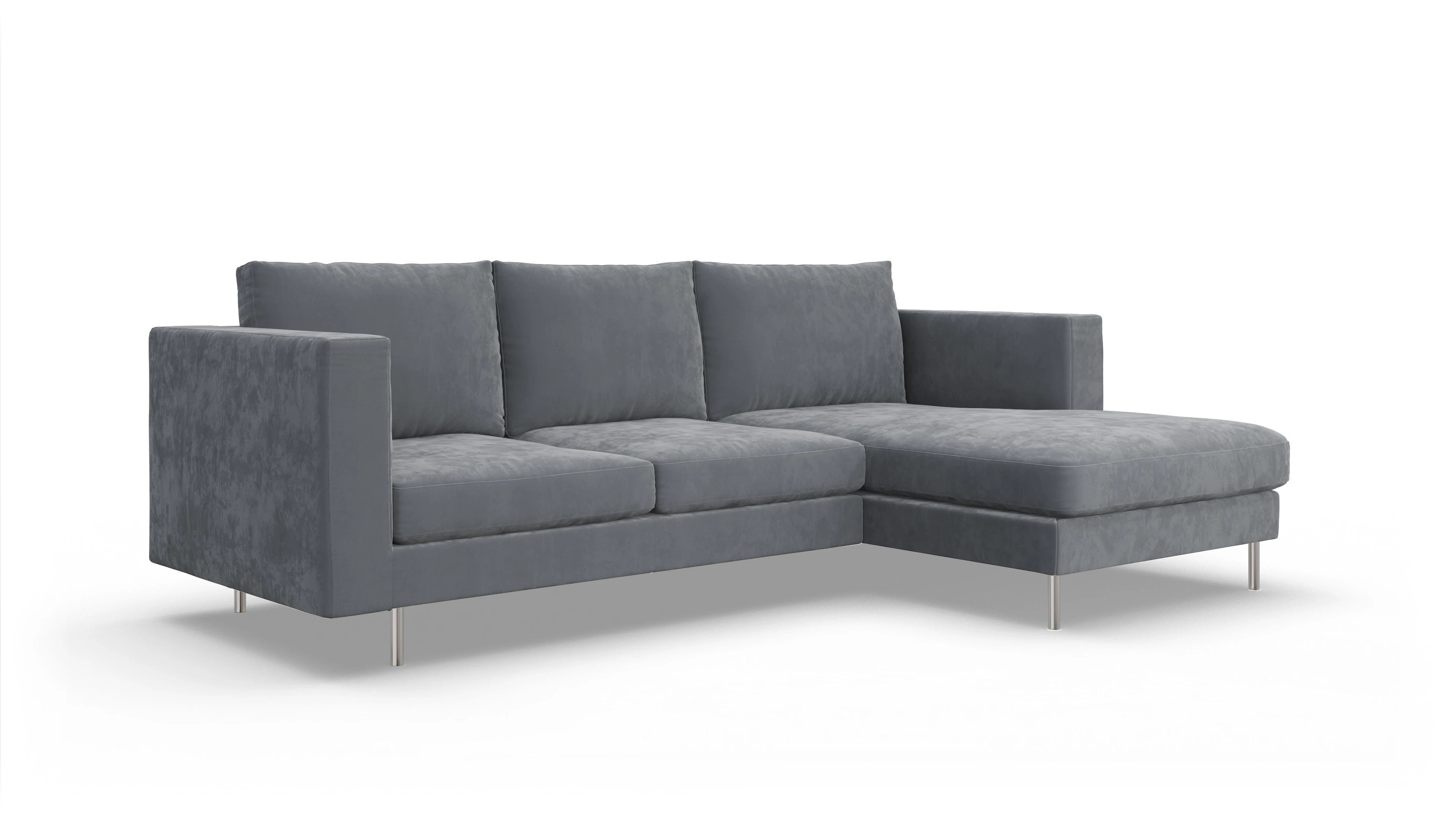 Ansicht des Produktes Silea Sofa mit Rec rechts in Samt grau