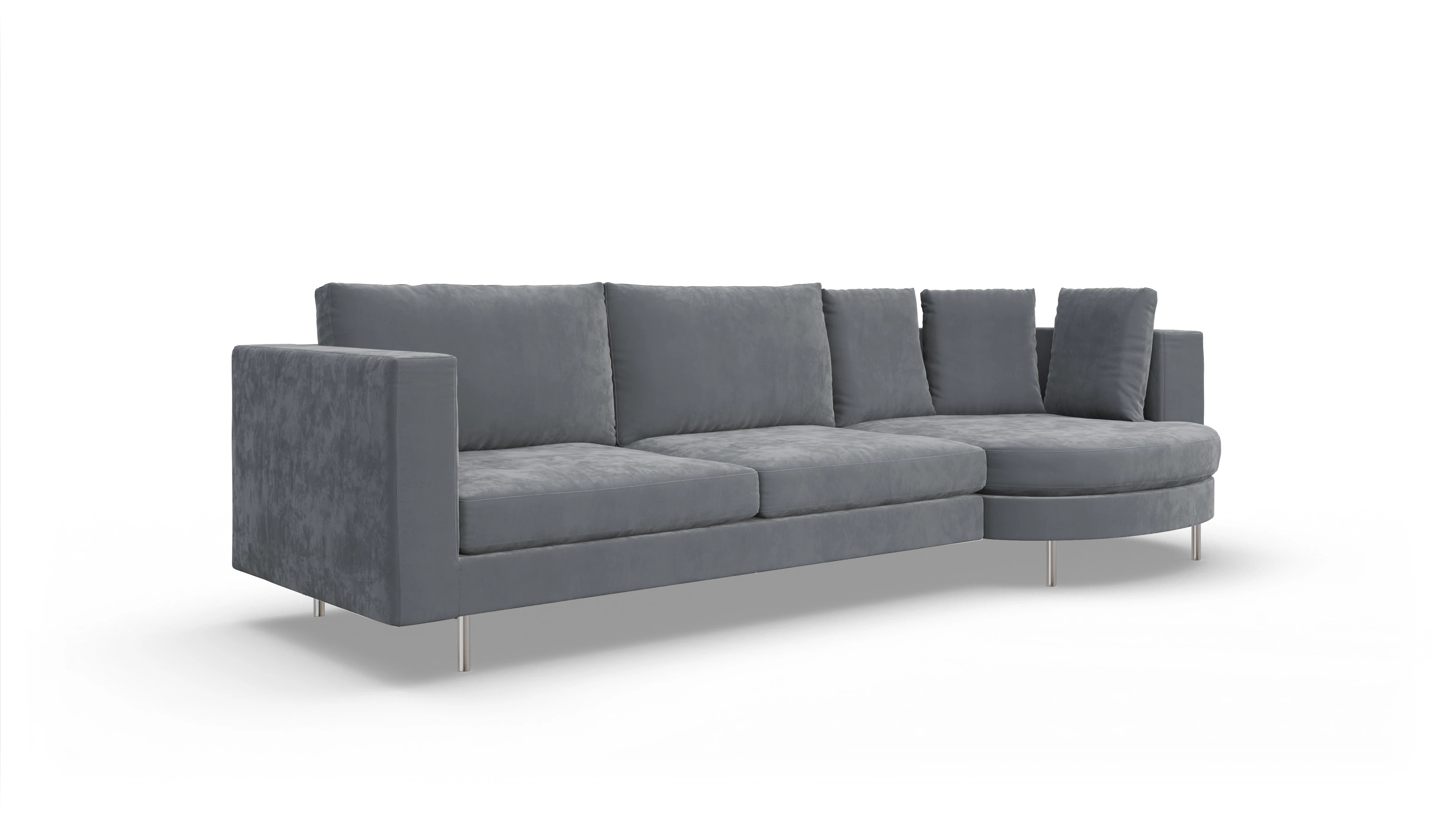 Ansicht des Produktes Silea Sofa mit Rec rechts in Samt grau