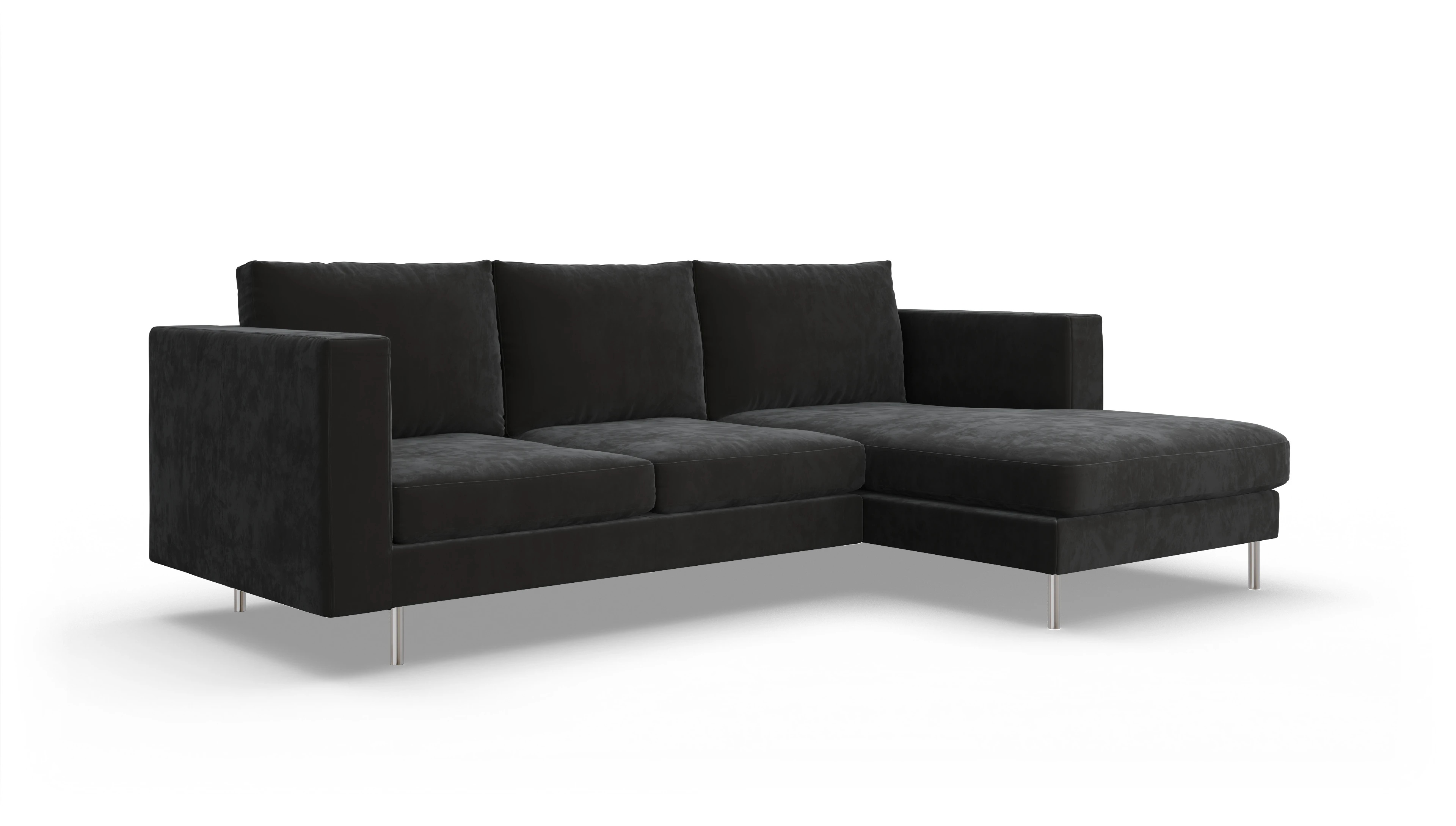 Design-Sofa Silea Ansicht des Produktes Silea Sofa mit Rec rechts in Samt grau