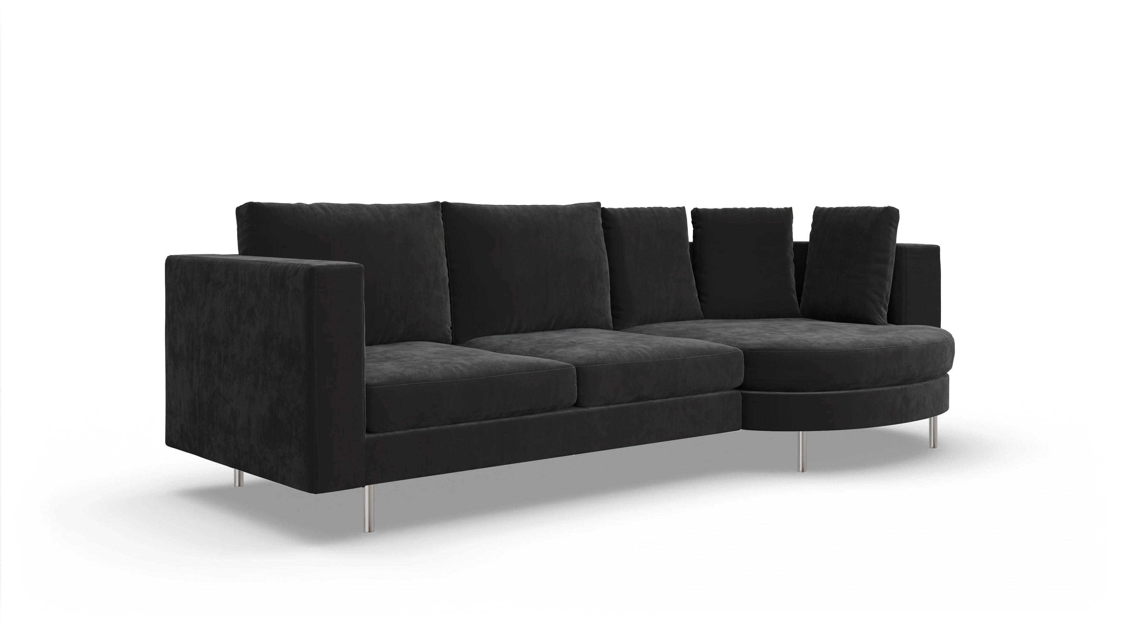 Design-Sofa Silea Ansicht des Produktes Silea Sofa mit Rec rechts in Samt grau