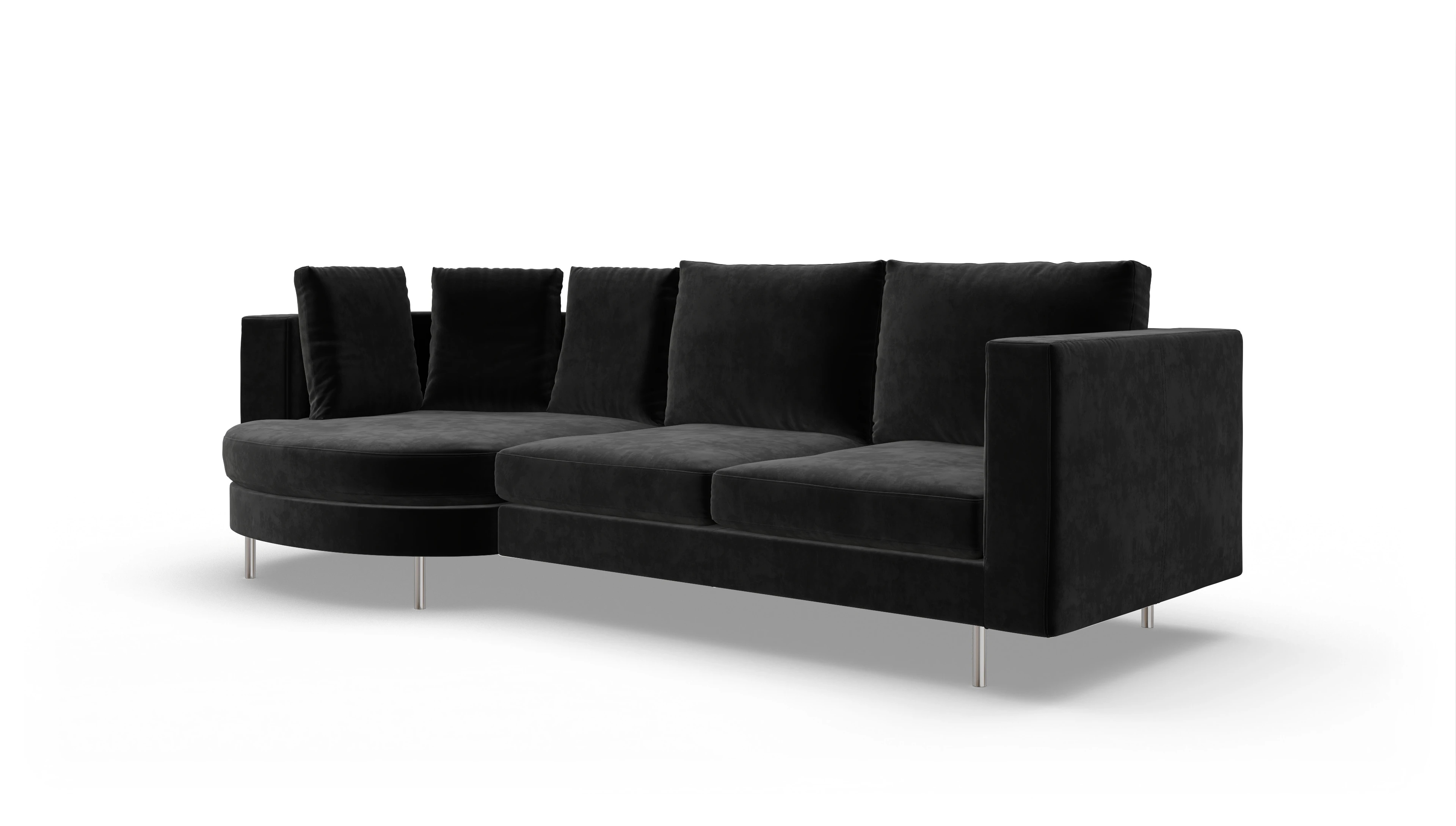 Ansicht des Produktes Silea Sofa mit Rec links in Samt schwarz