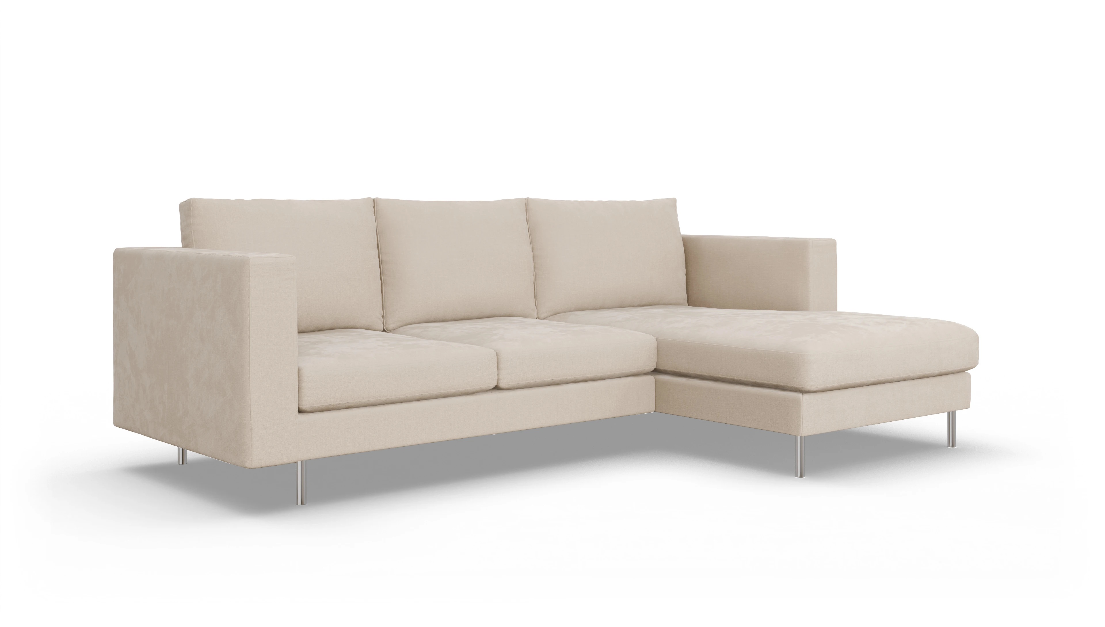 Design-Sofa Silea Ansicht des Produktes Silea Sofa mit Rec rechts in Stoff weiß