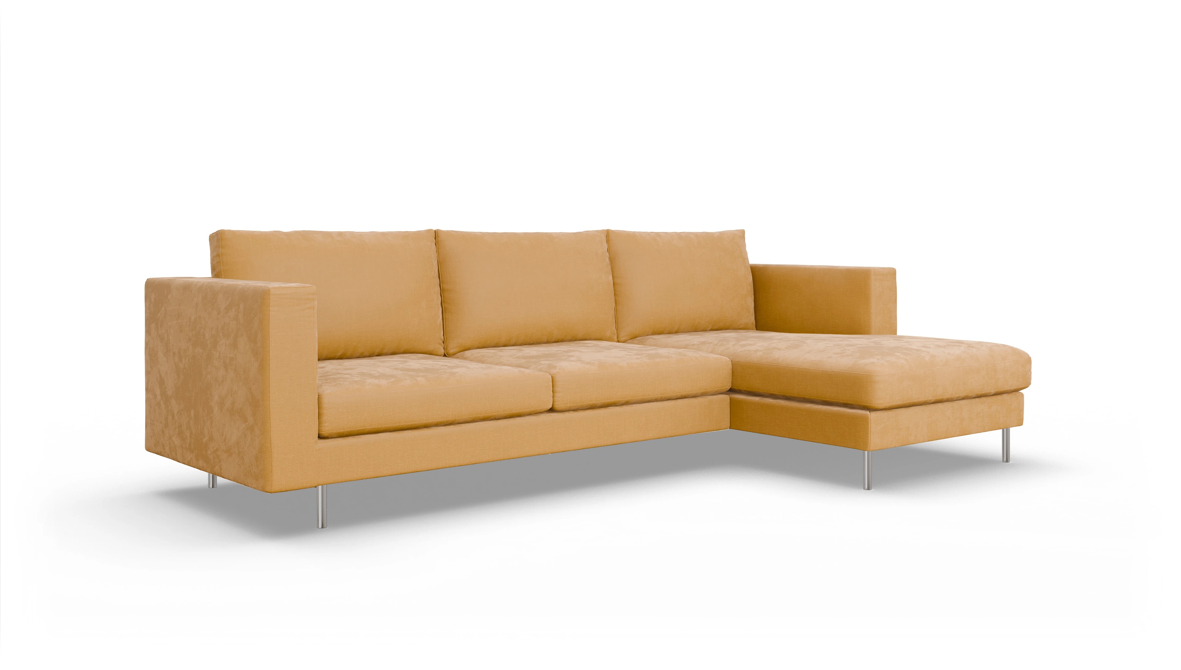 Ansicht des Produktes Silea Sofa mit Rec rechts in Stoff gelb