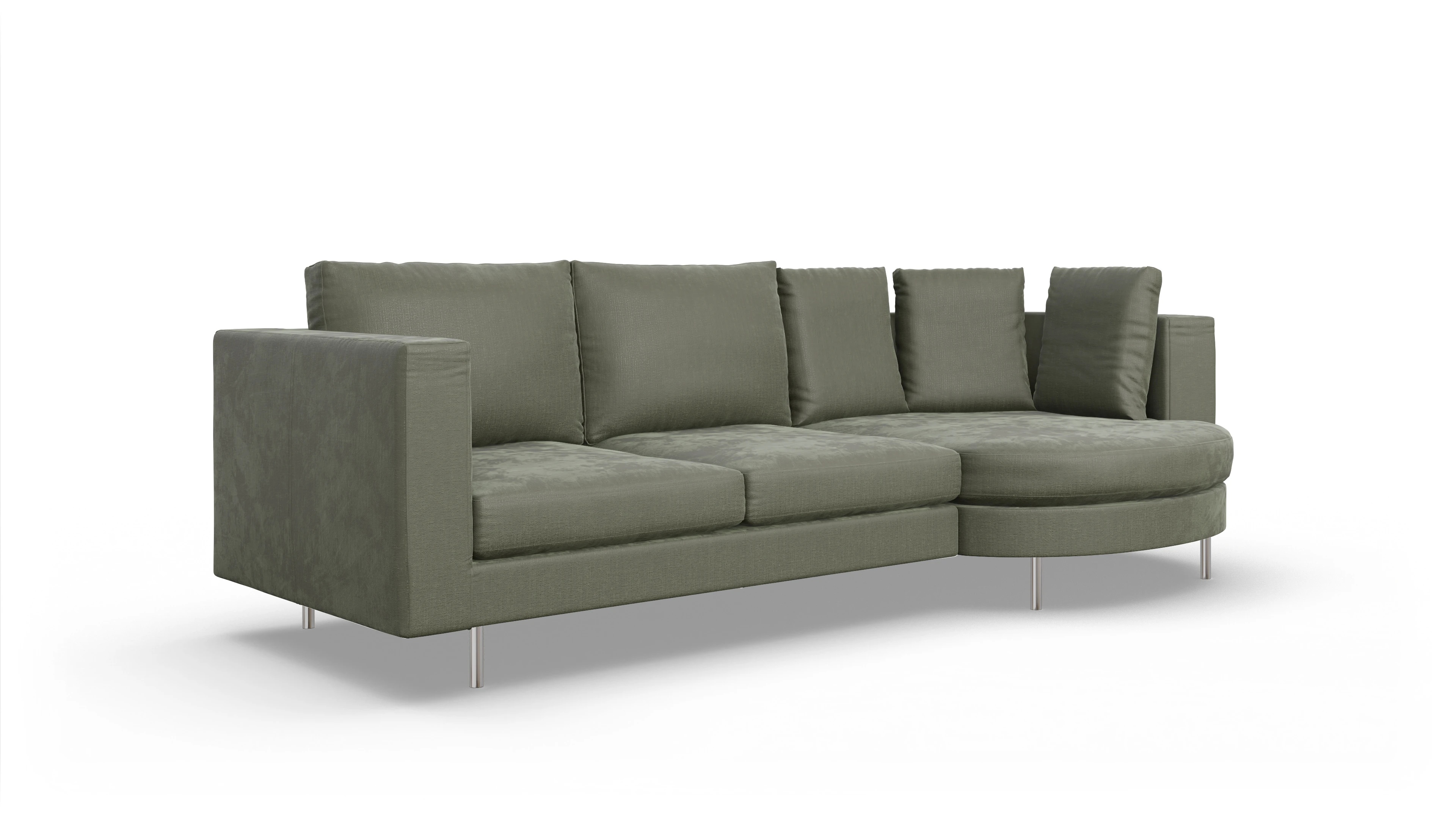 Ansicht des Produktes Silea Sofa mit Rec rechts in Stoff grün