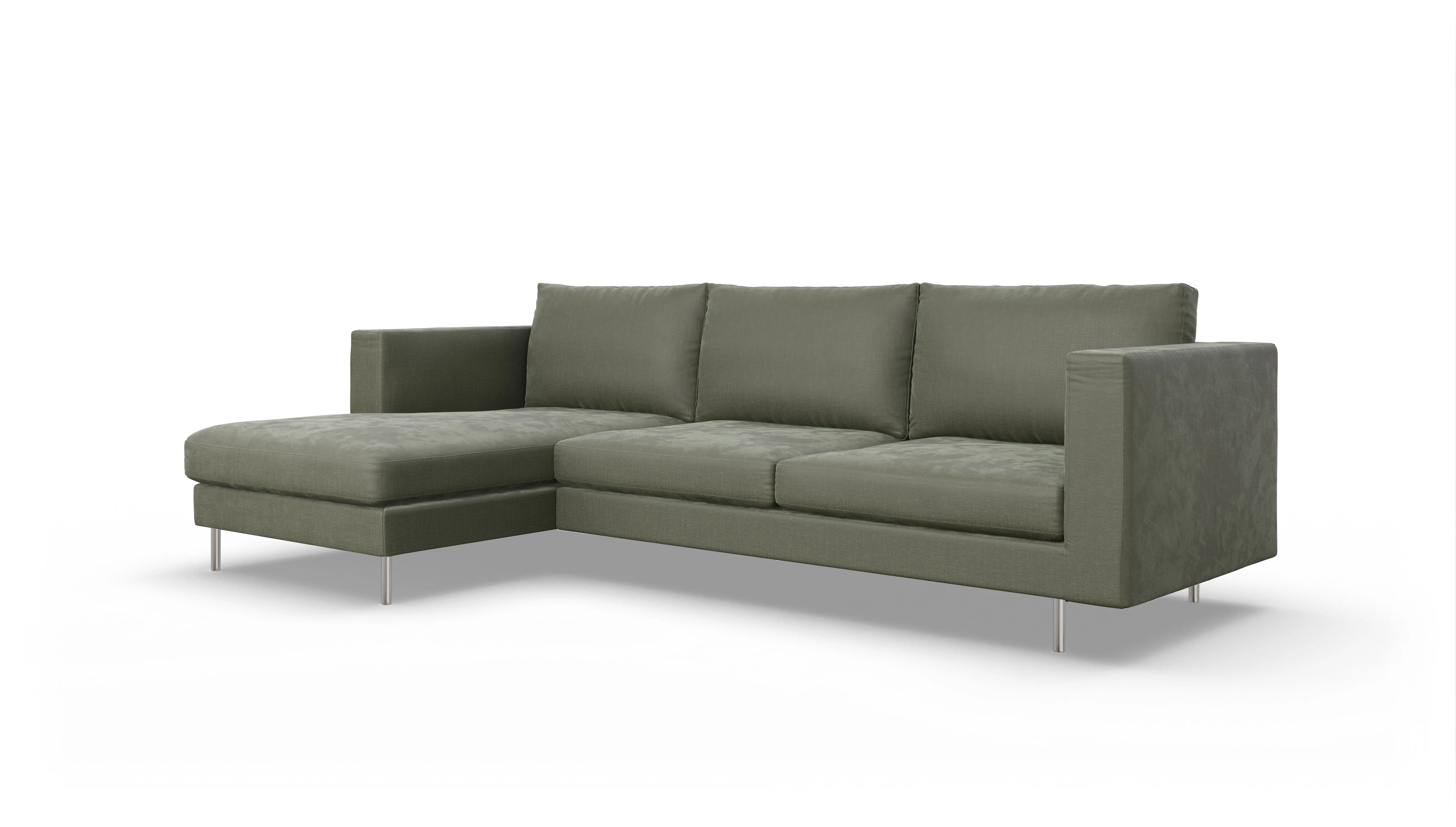 Ansicht des Produktes Silea Sofa mit Rec links in Stoff grün