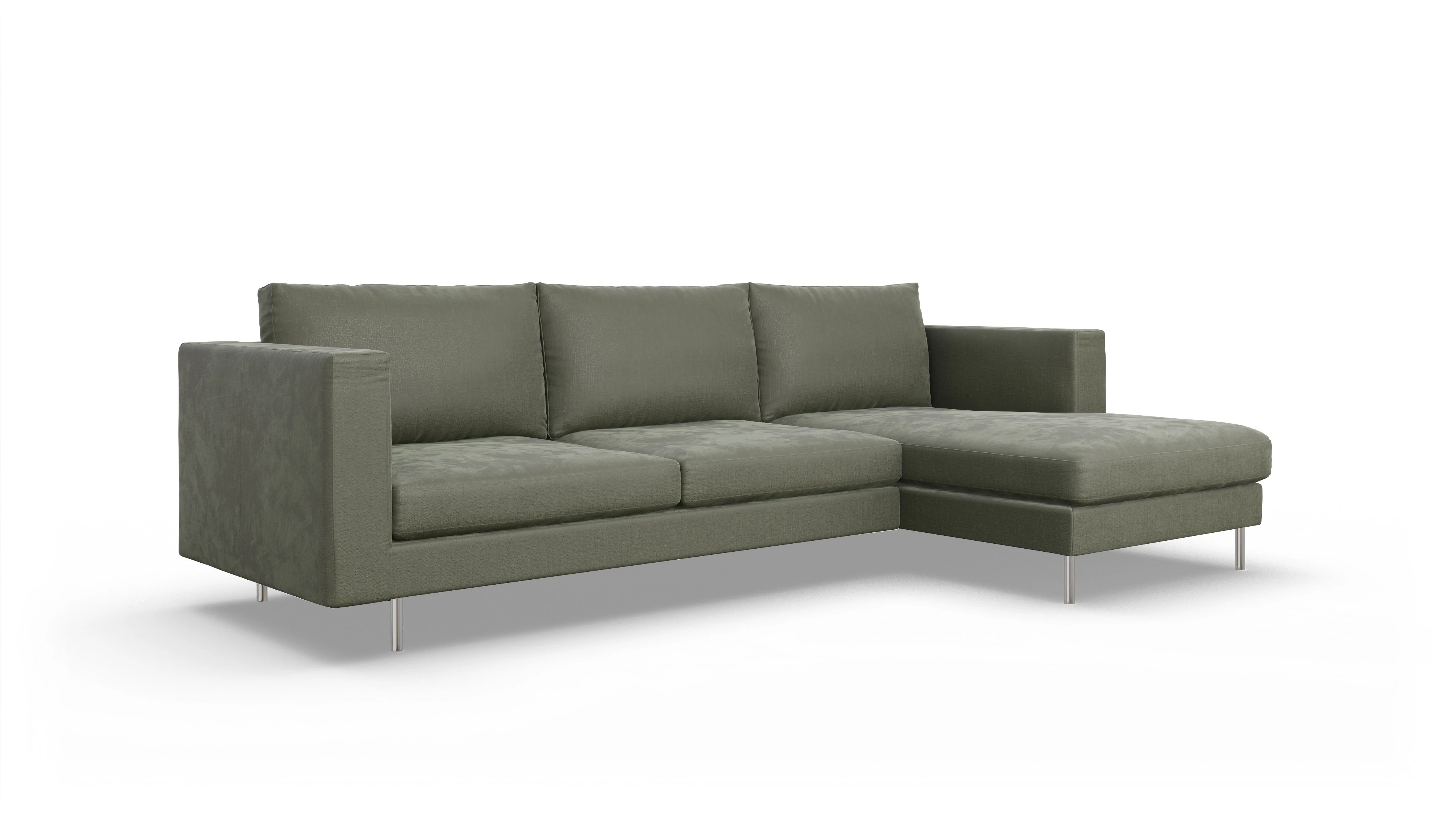 Ansicht des Produktes Silea Sofa mit Rec rechts in Stoff grün