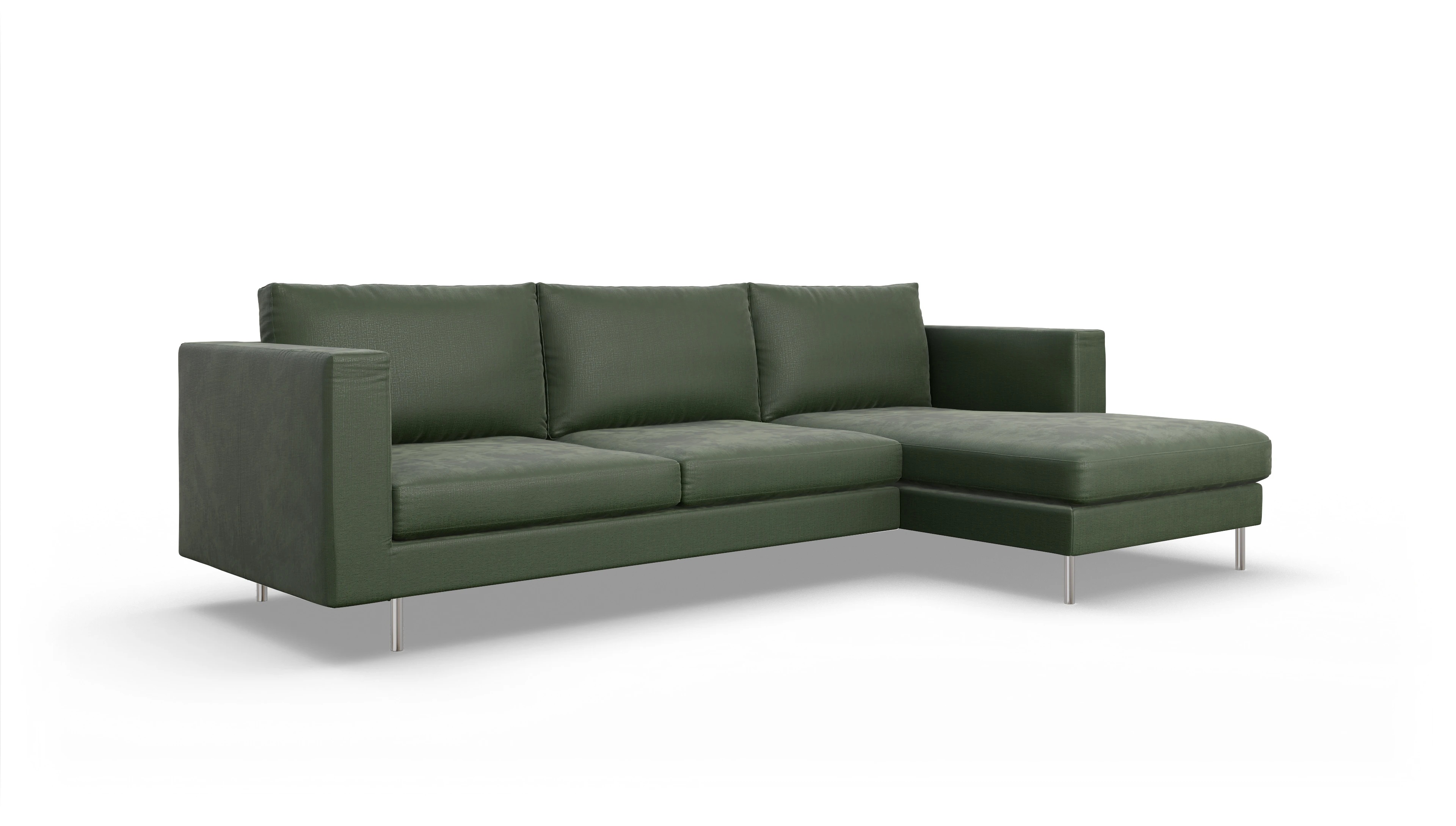Design-Sofa Silea Ansicht des Produktes Silea Sofa mit Rec rechts in Stoff grün