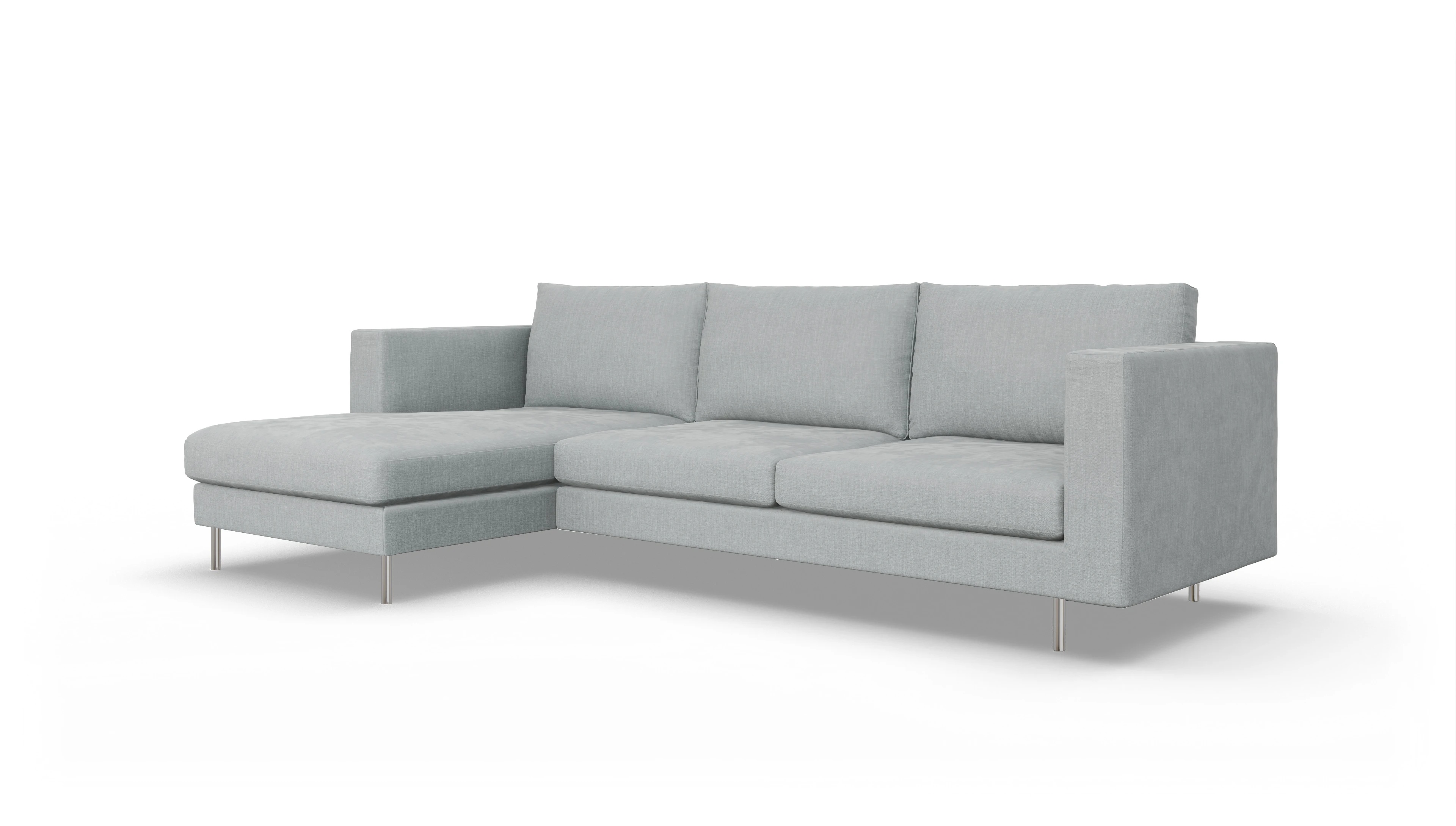 Design-Sofa Silea Ansicht des Produktes Silea Sofa mit Rec links in Stoff grau
