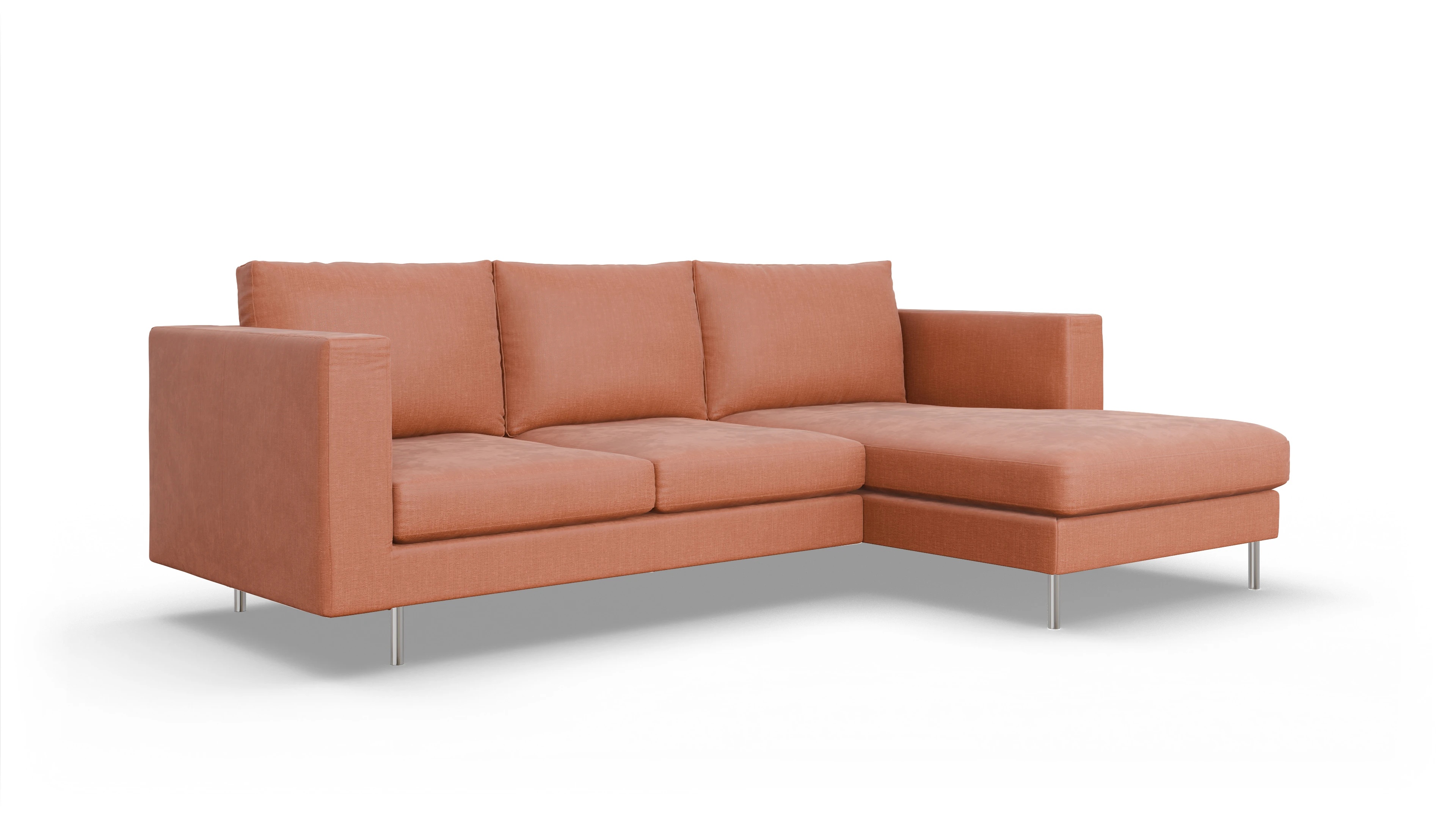Ansicht des Produktes Silea Sofa mit Rec rechts in Stoff orange