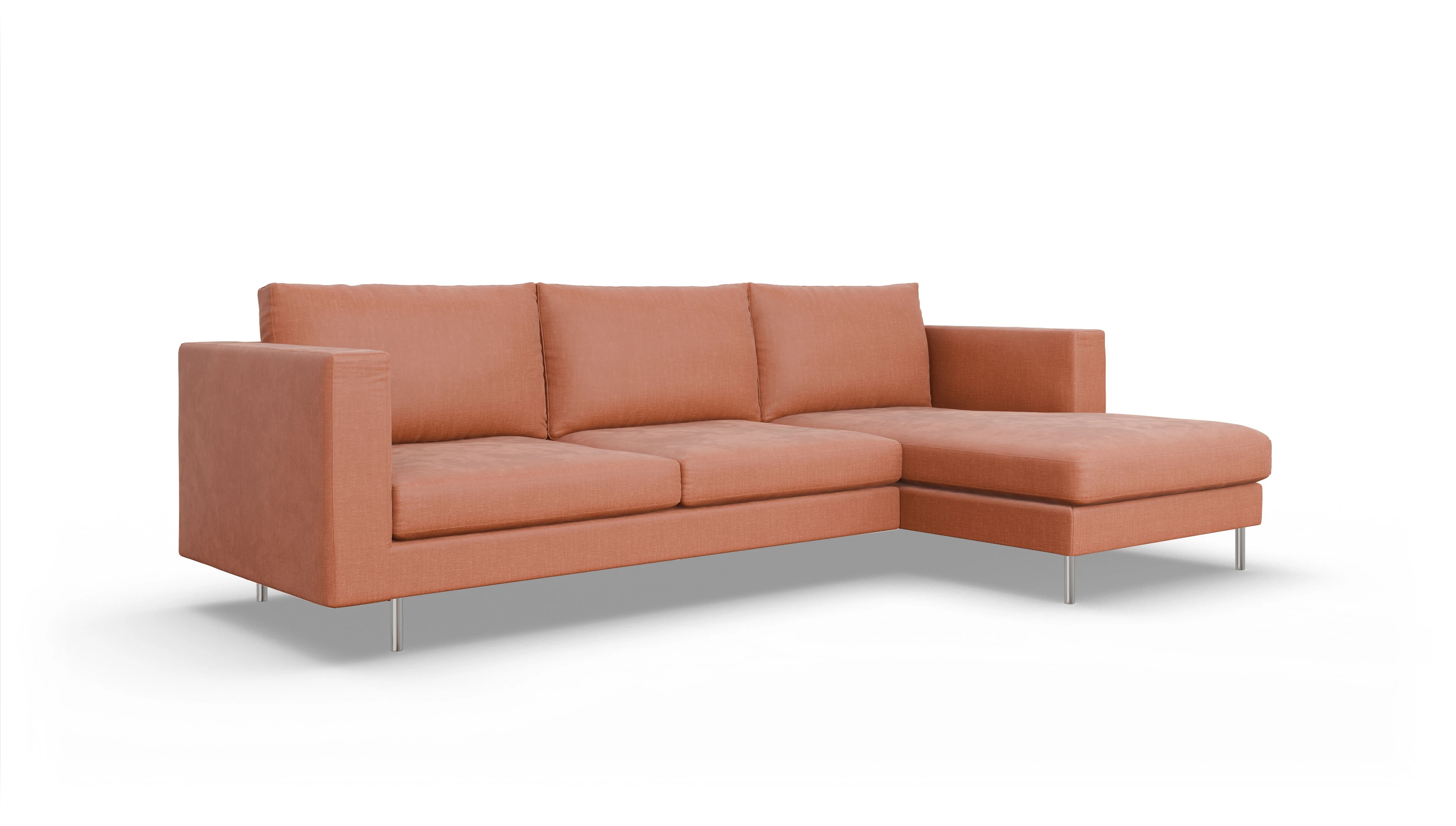 Ansicht des Produktes Silea Sofa mit Rec rechts in Stoff orange