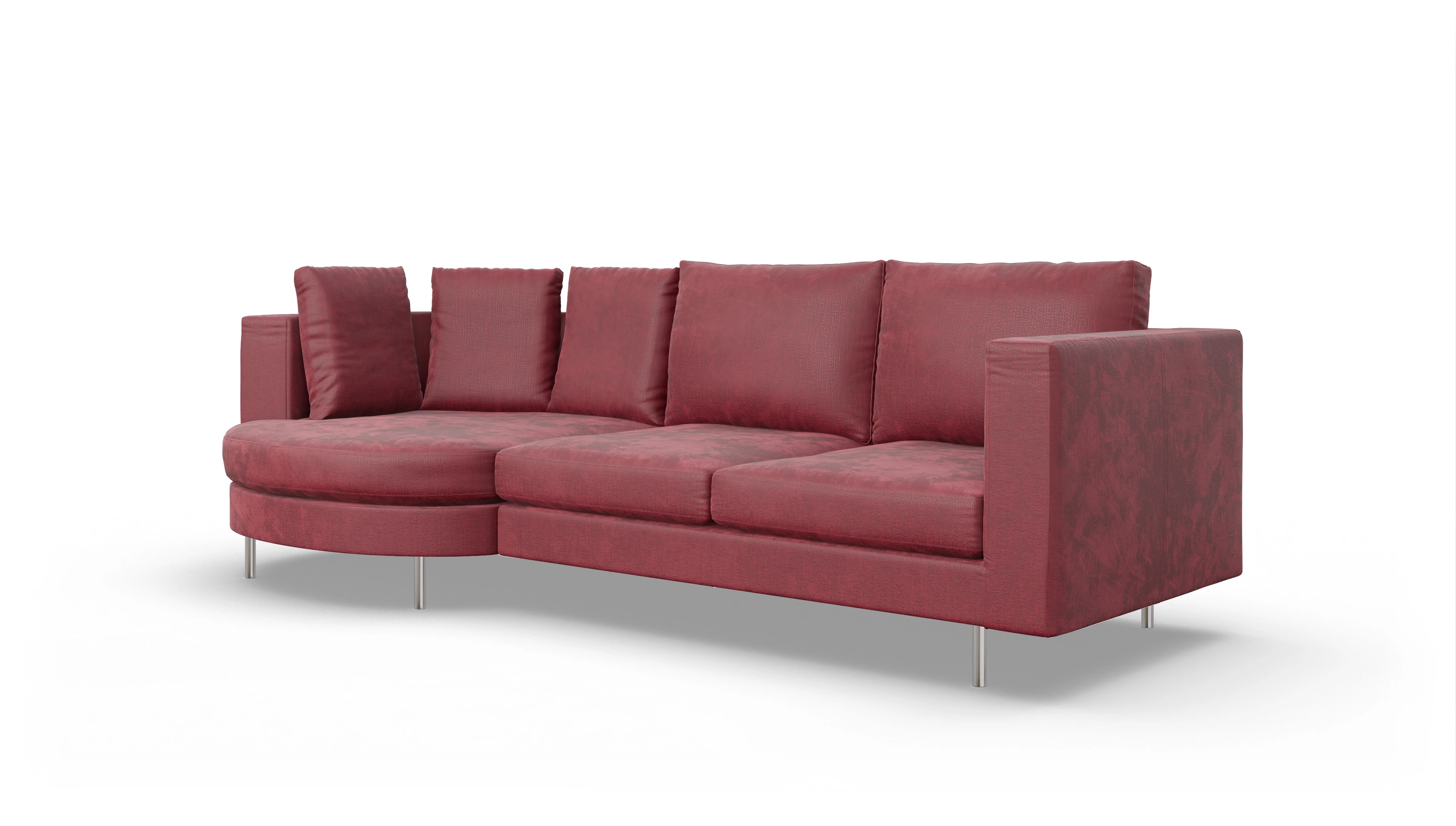 Design-Sofa Silea Ansicht des Produktes Silea Sofa mit Rec links in Stoff rot