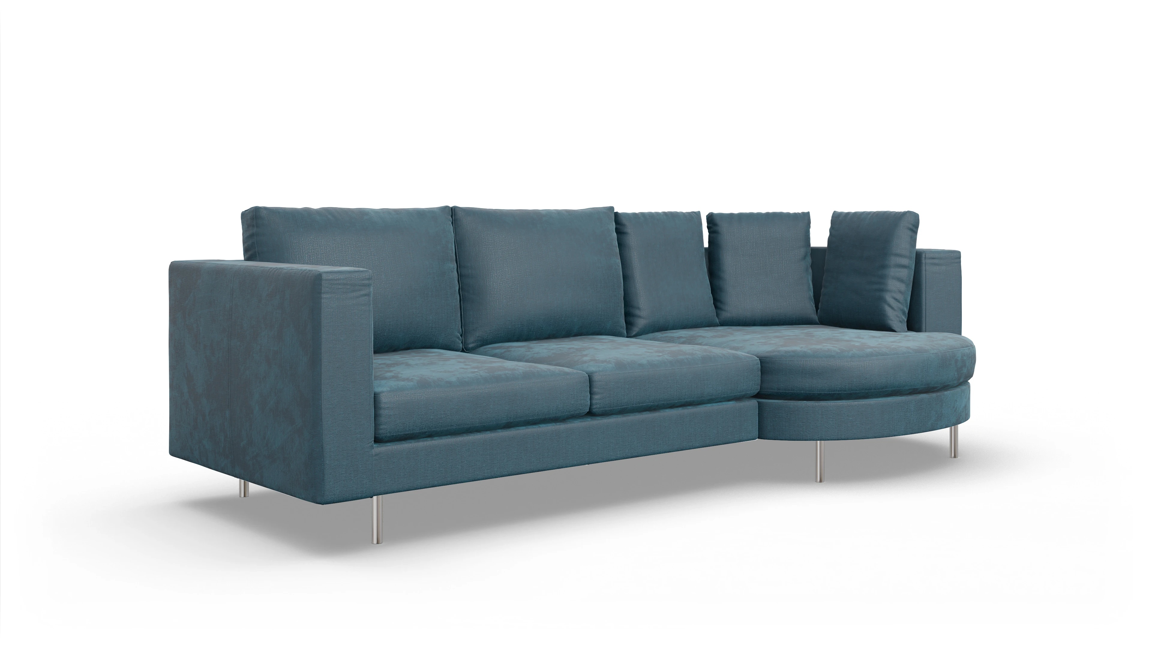 Design-Sofa Silea Ansicht des Produktes Silea Sofa mit Rec rechts in Stoff blau