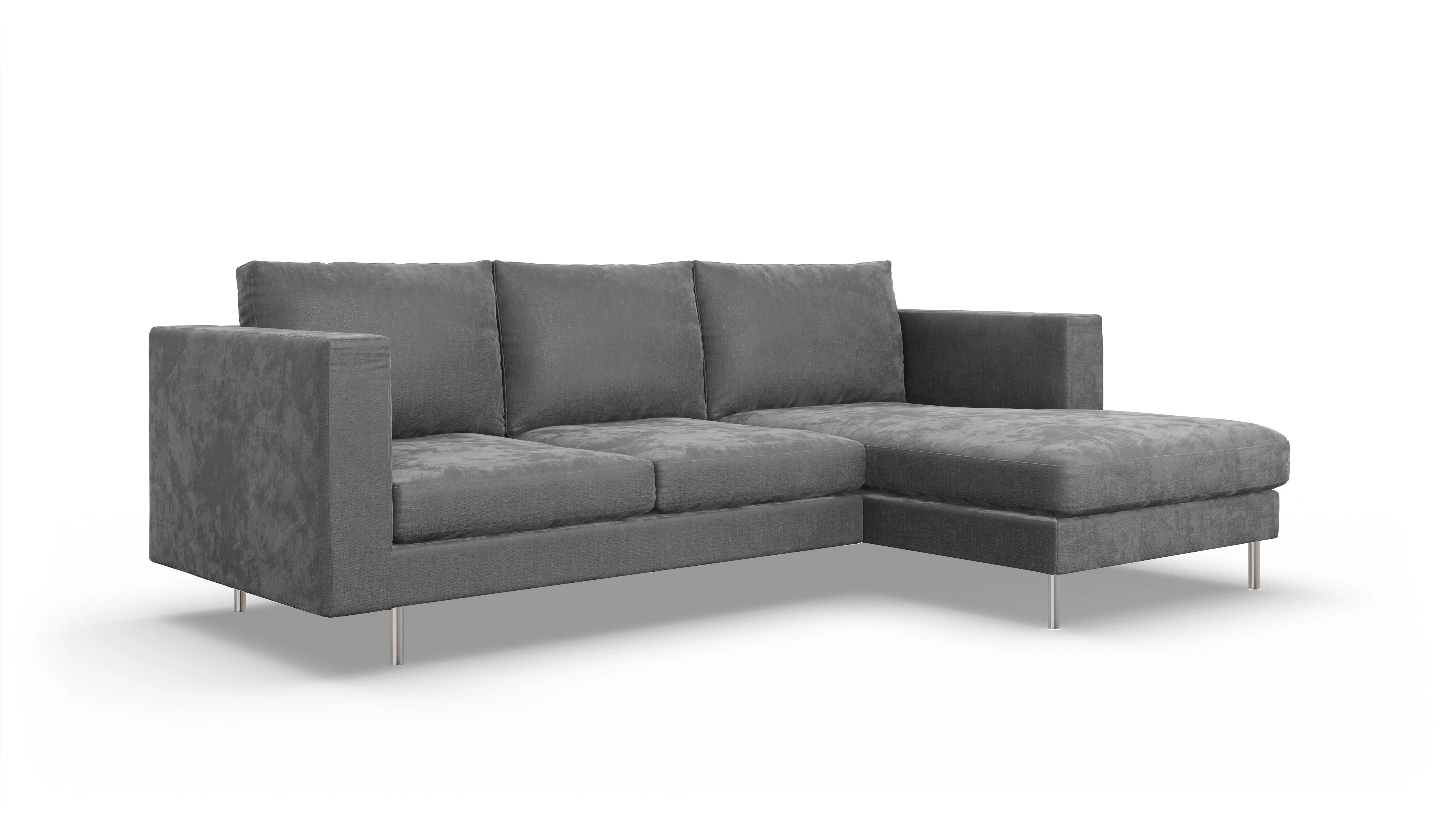 Design-Sofa Silea Ansicht des Produktes Silea Sofa mit Rec rechts in Stoff grau