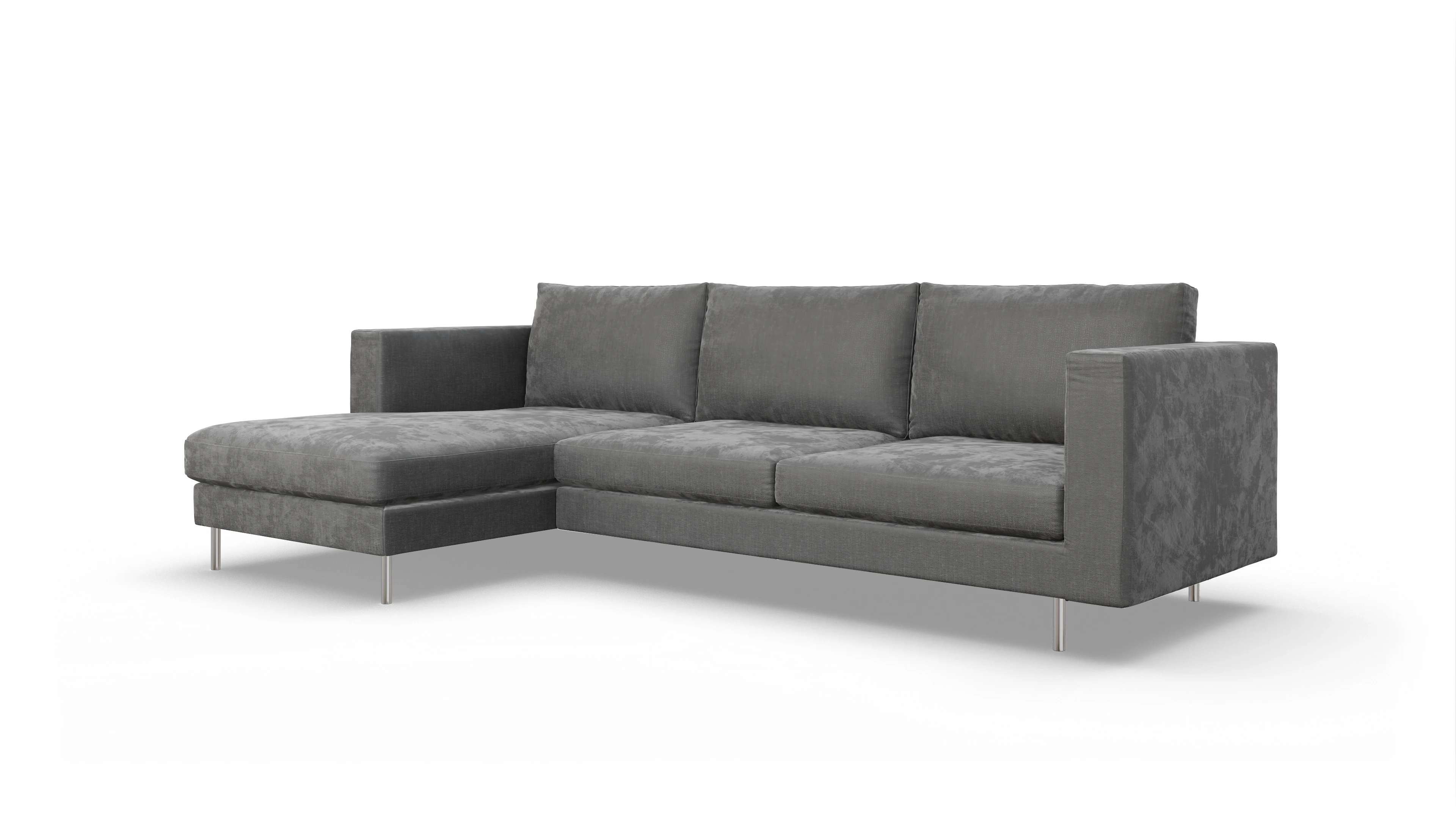 Design-Sofa Silea Ansicht des Produktes Silea Sofa mit Rec links in Stoff grau