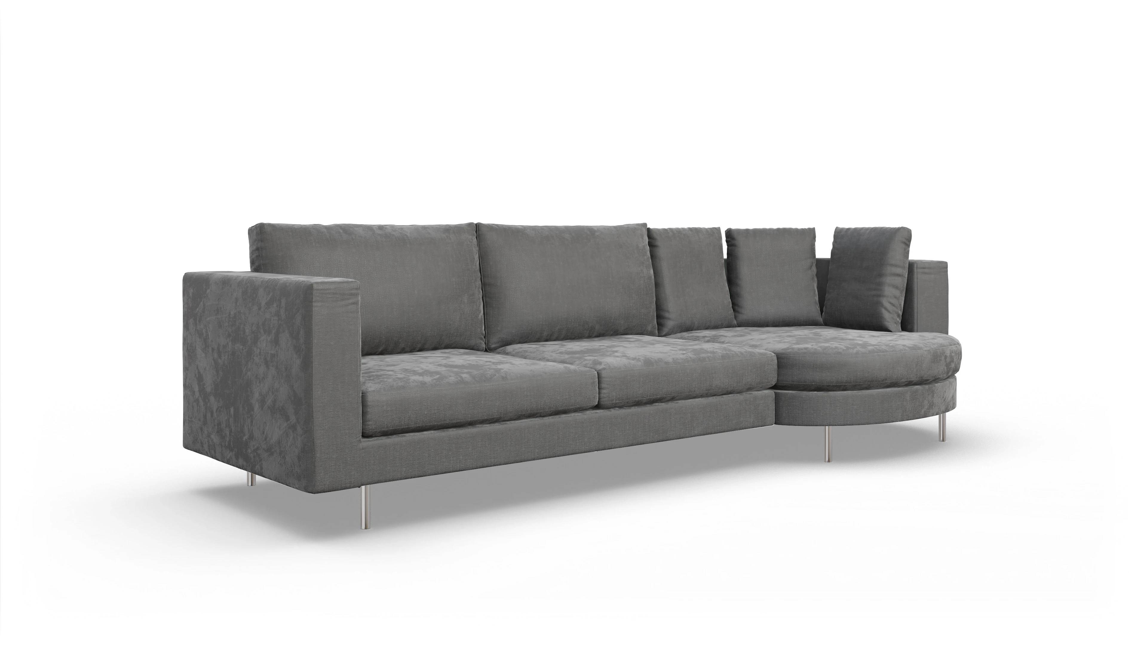Ansicht des Produktes Silea Sofa mit Rec rechts in Stoff grau