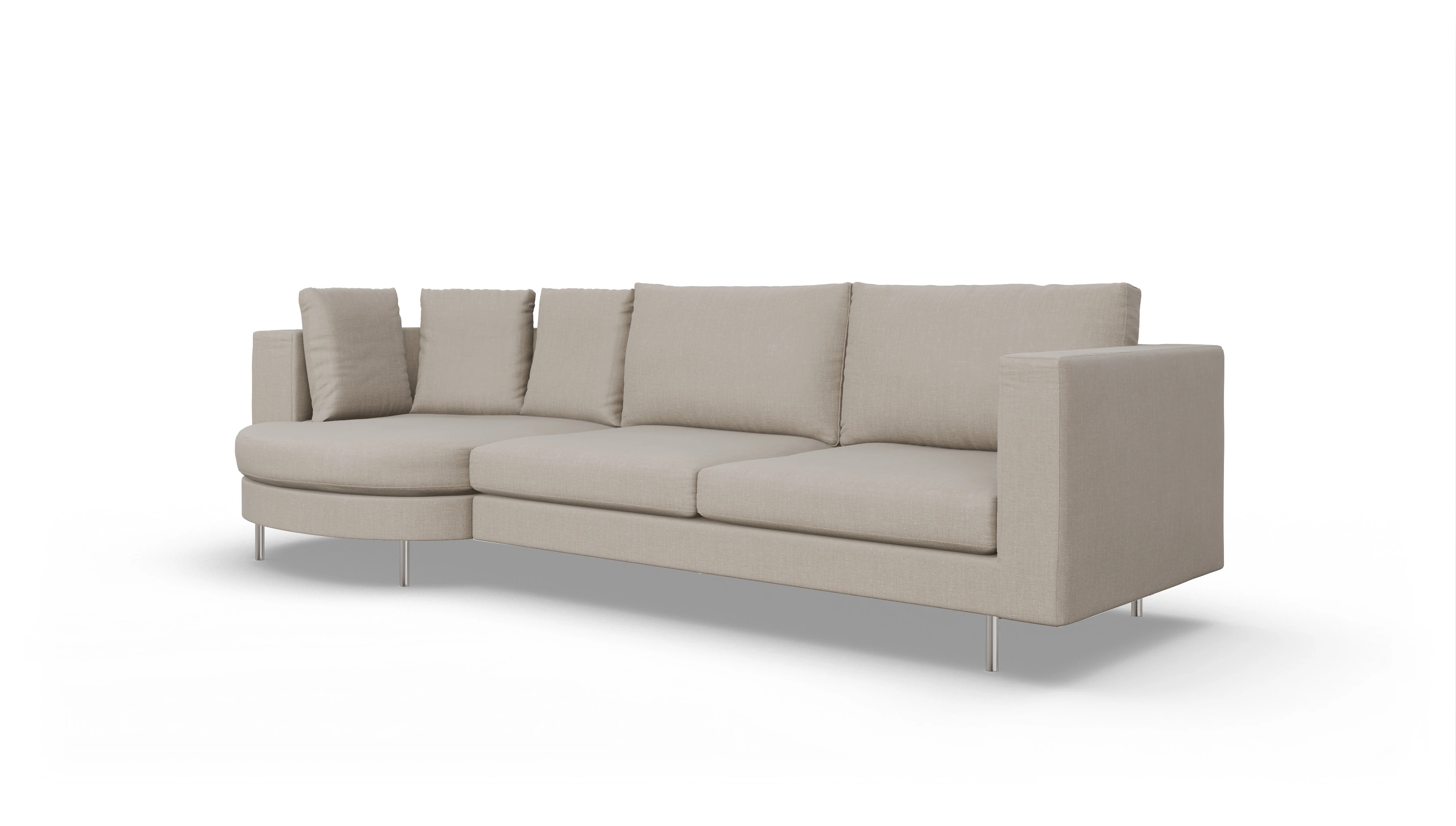 Design-Sofa Silea Ansicht des Produktes Silea Sofa mit Rec rechts in Stoff braun