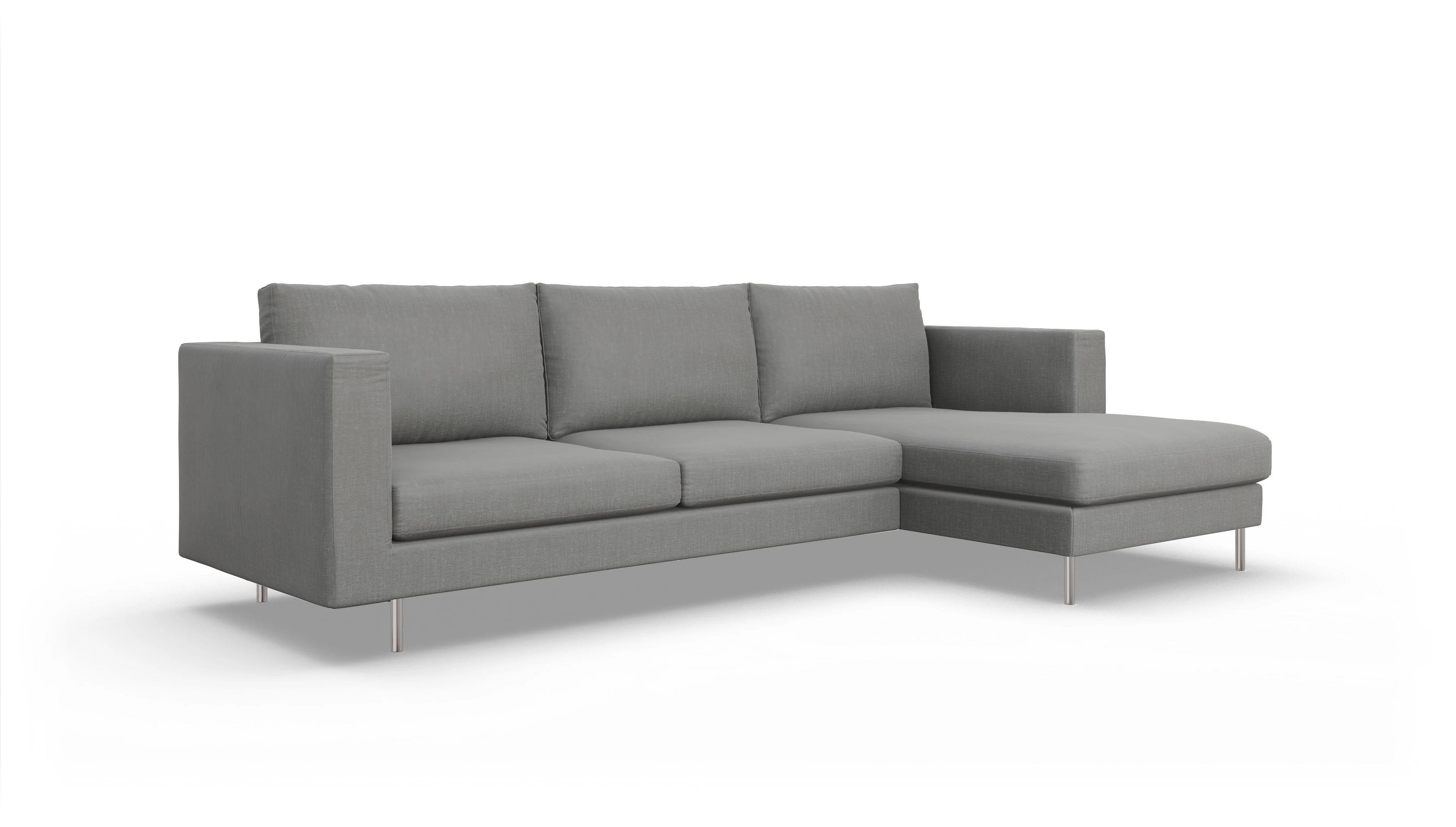 Design-Sofa Silea Ansicht des Produktes Silea Sofa mit Rec rechts in Stoff grau