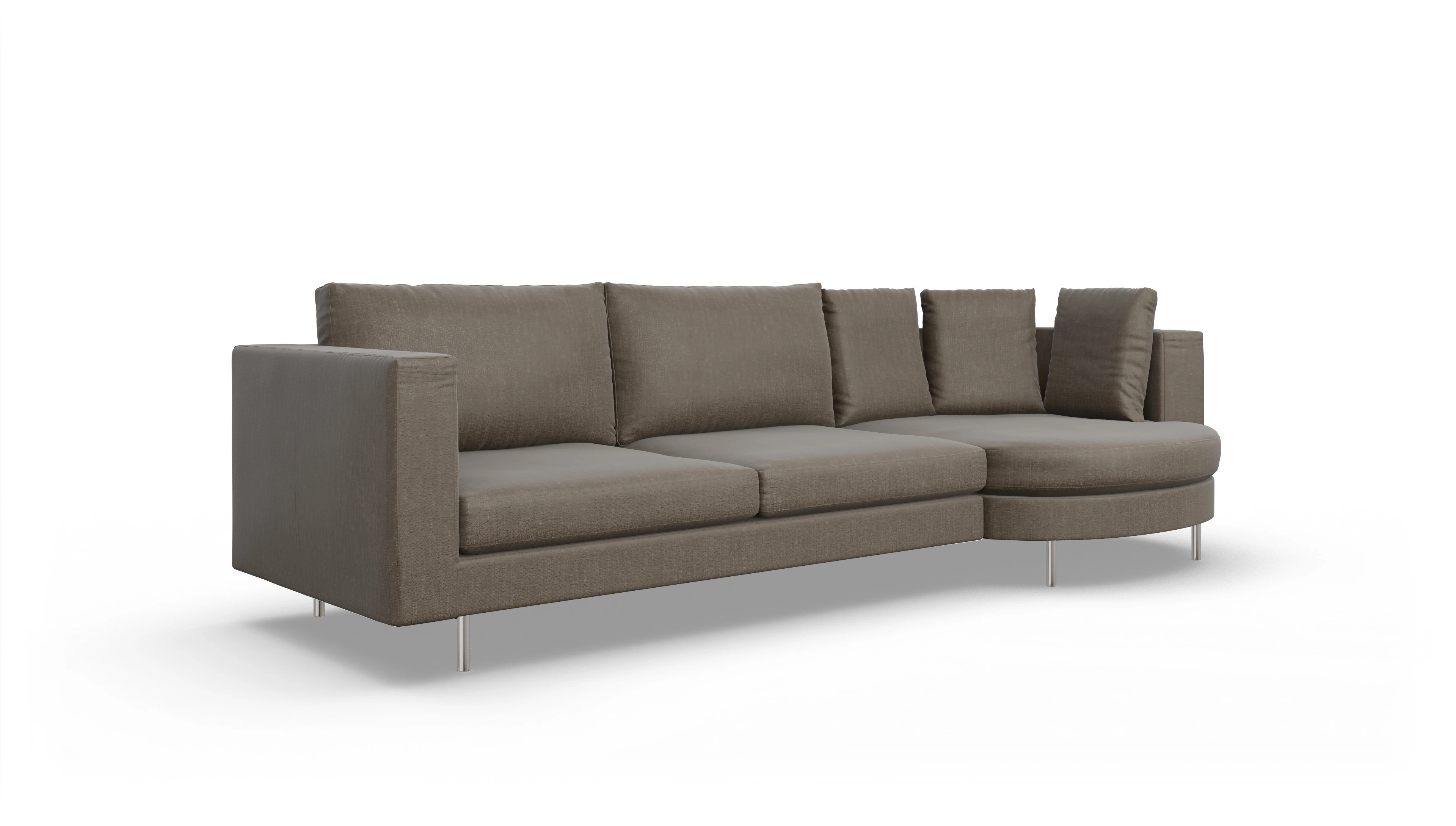Ansicht des Produktes Silea Sofa mit Rec rechts in Stoff braun