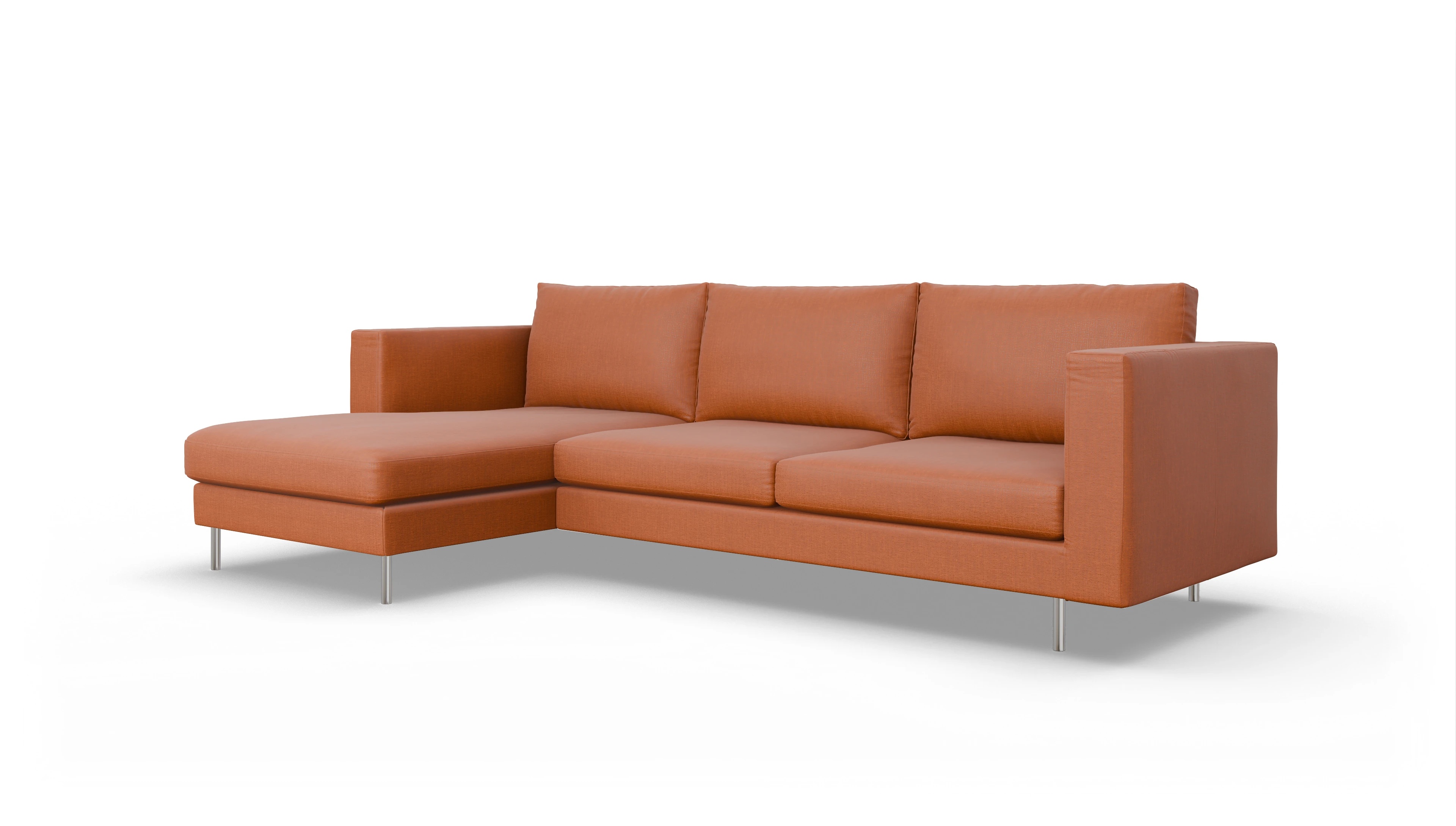 Ansicht des Produktes Silea Sofa mit Rec links in Stoff orange