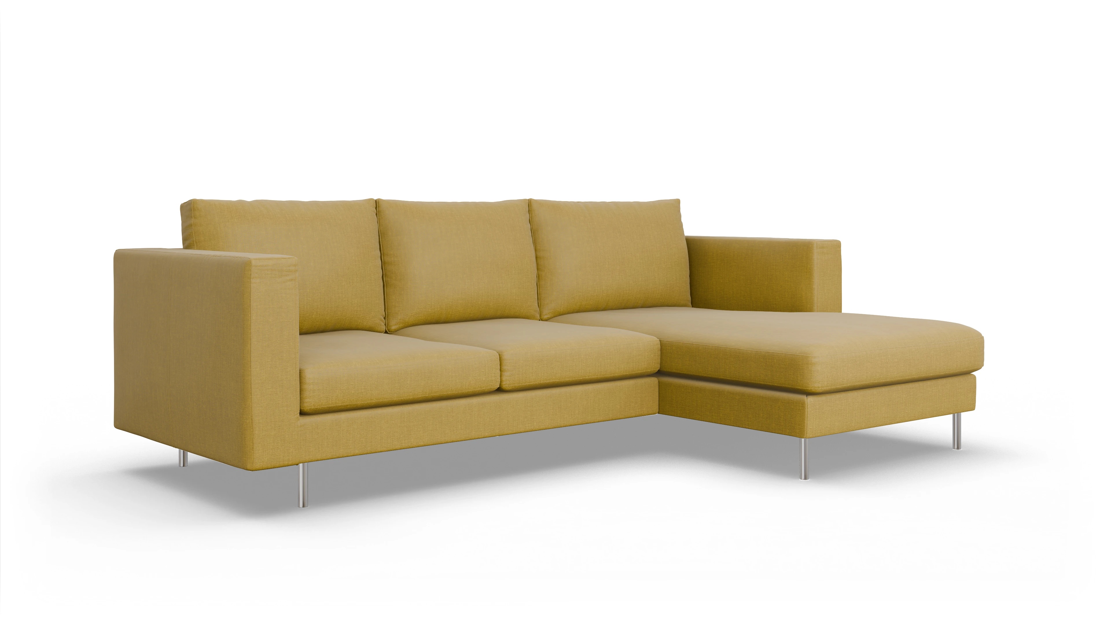 Ansicht des Produktes Silea Sofa mit Rec rechts in Stoff gelb