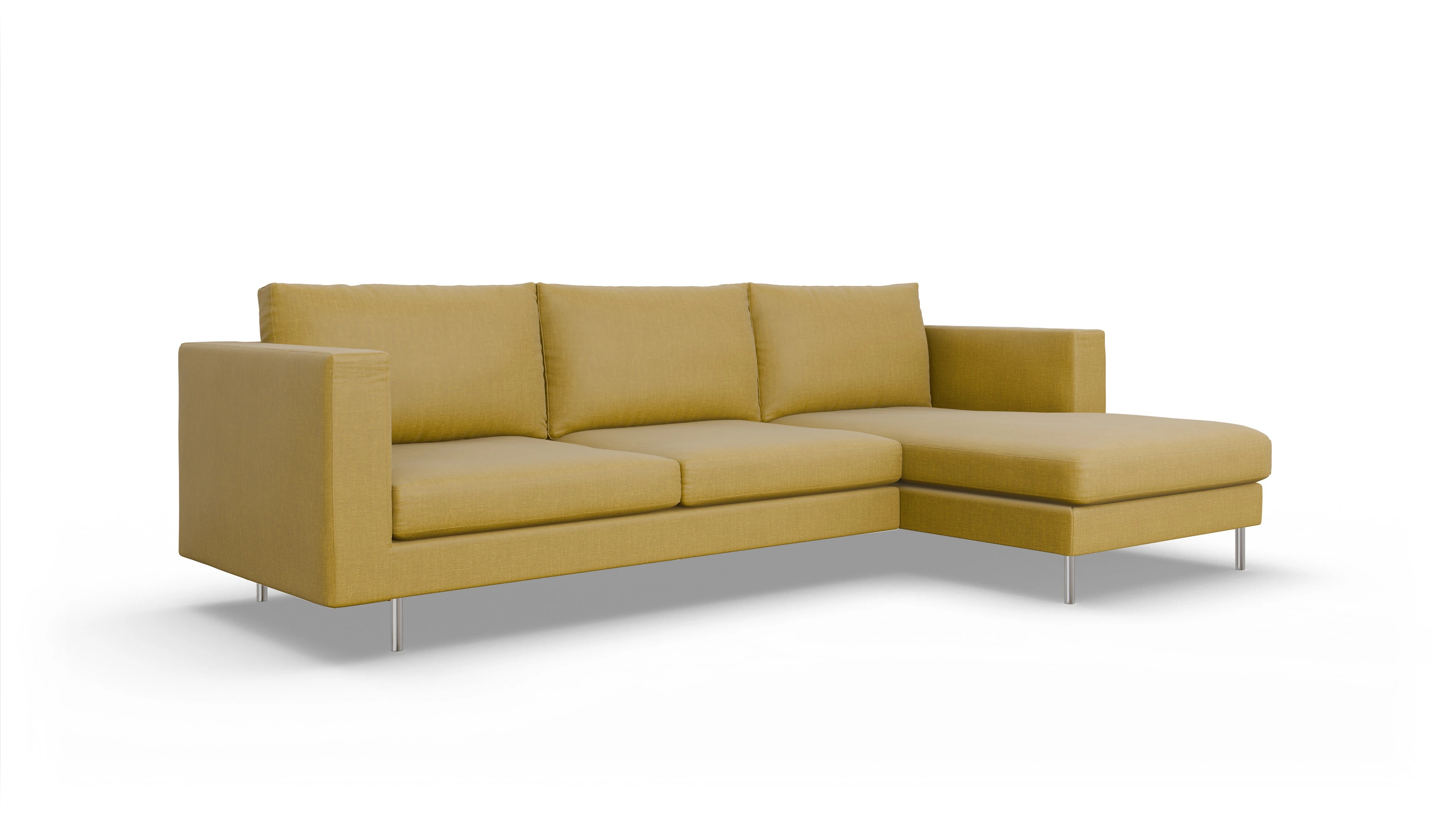 Ansicht des Produktes Silea Sofa mit Rec rechts in Stoff gelb