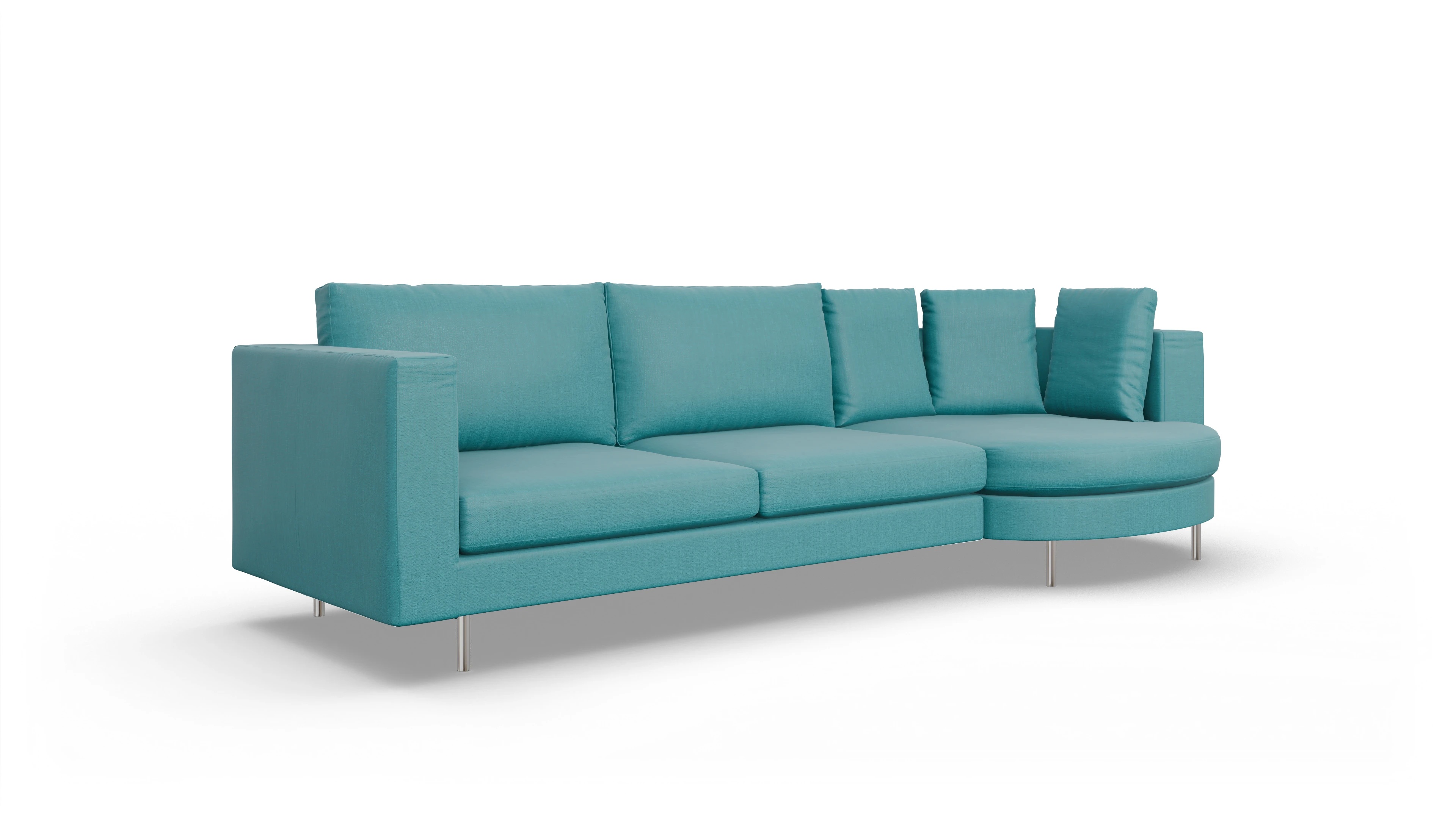 Ansicht des Produktes Silea Sofa mit Rec rechts in Stoff blau