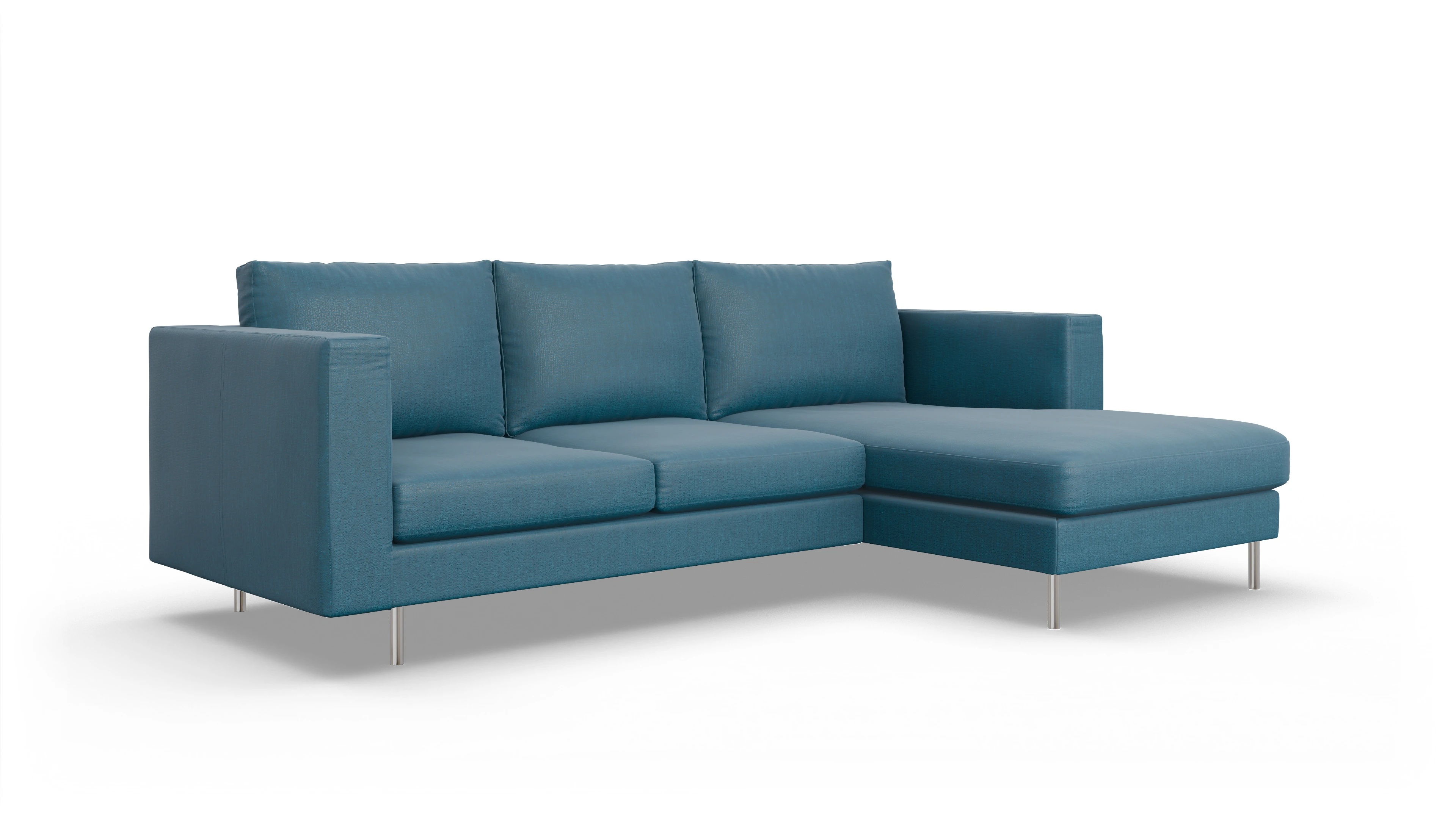Ansicht des Produktes Silea Sofa mit Rec rechts in Stoff blau