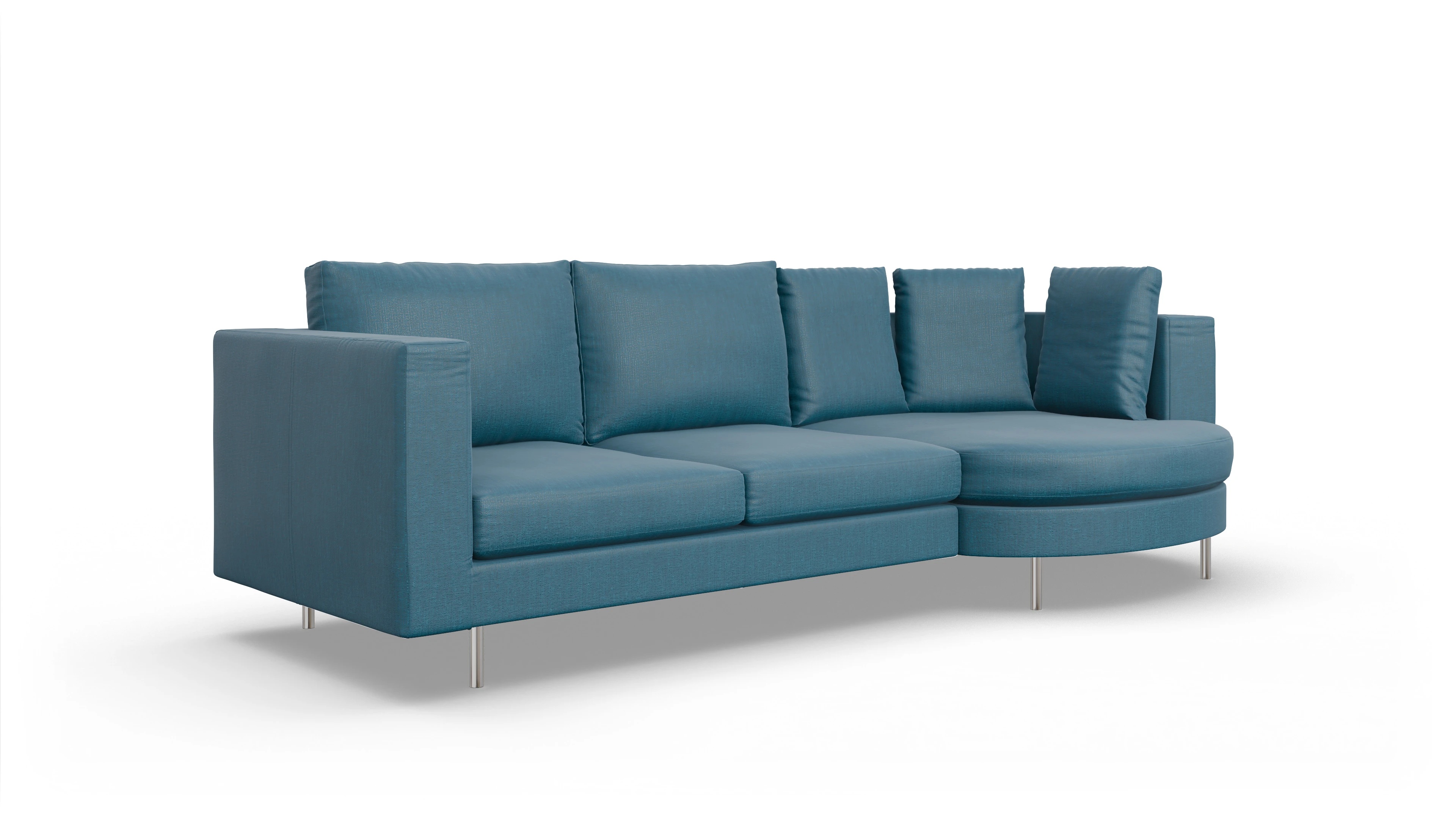 Ansicht des Produktes Silea Sofa mit Rec rechts in Stoff blau