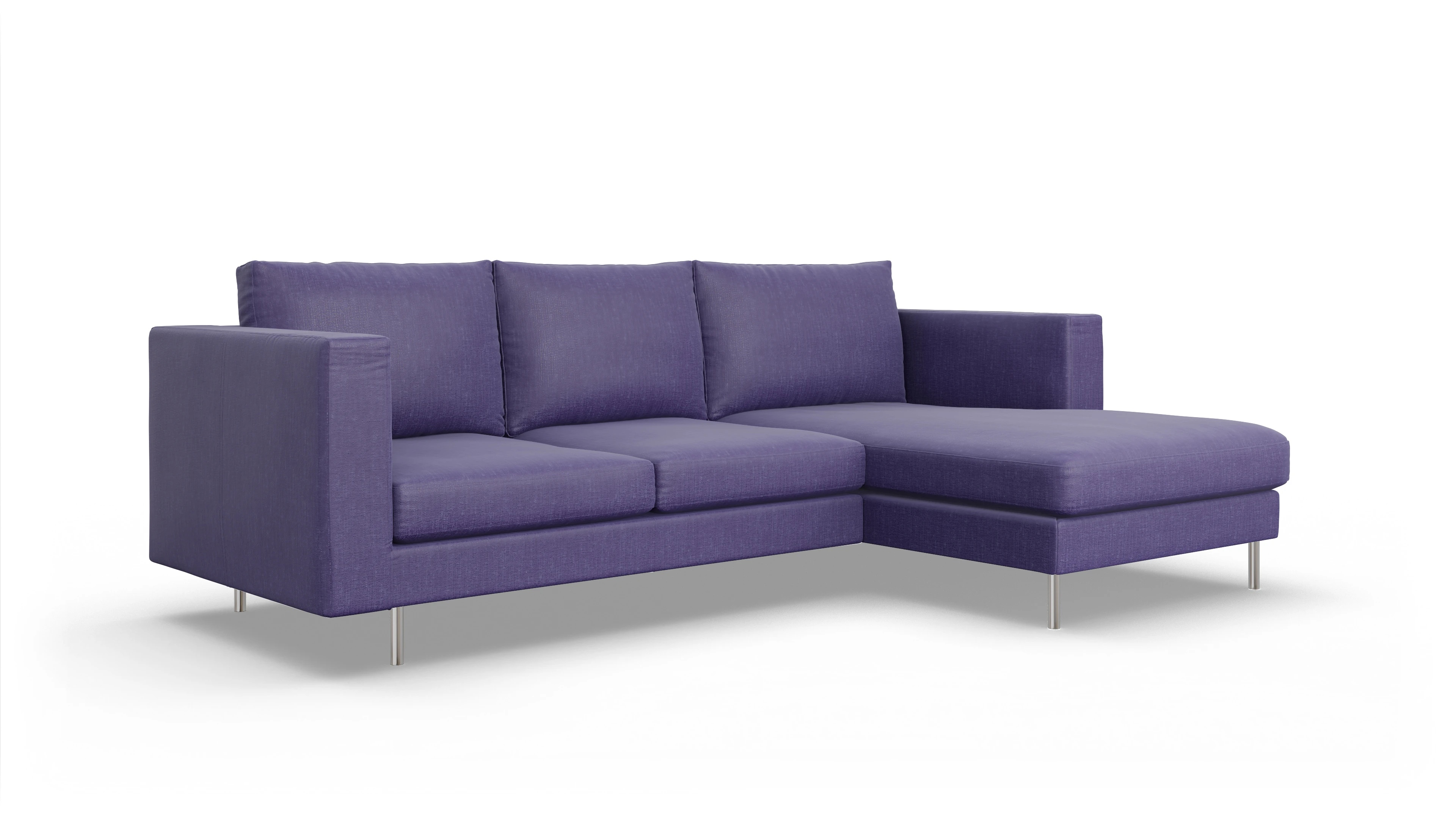 Design-Sofa Silea Ansicht des Produktes Silea Sofa mit Rec rechts in Stoff blau